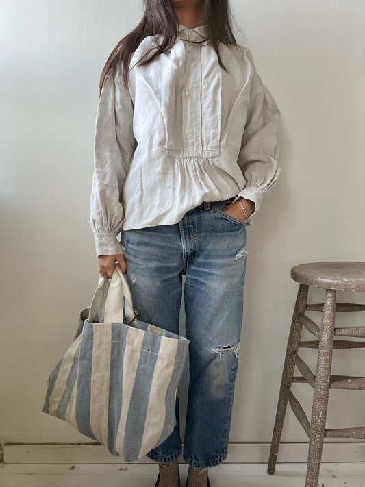 Stone Linen Edwardian Blouse 01