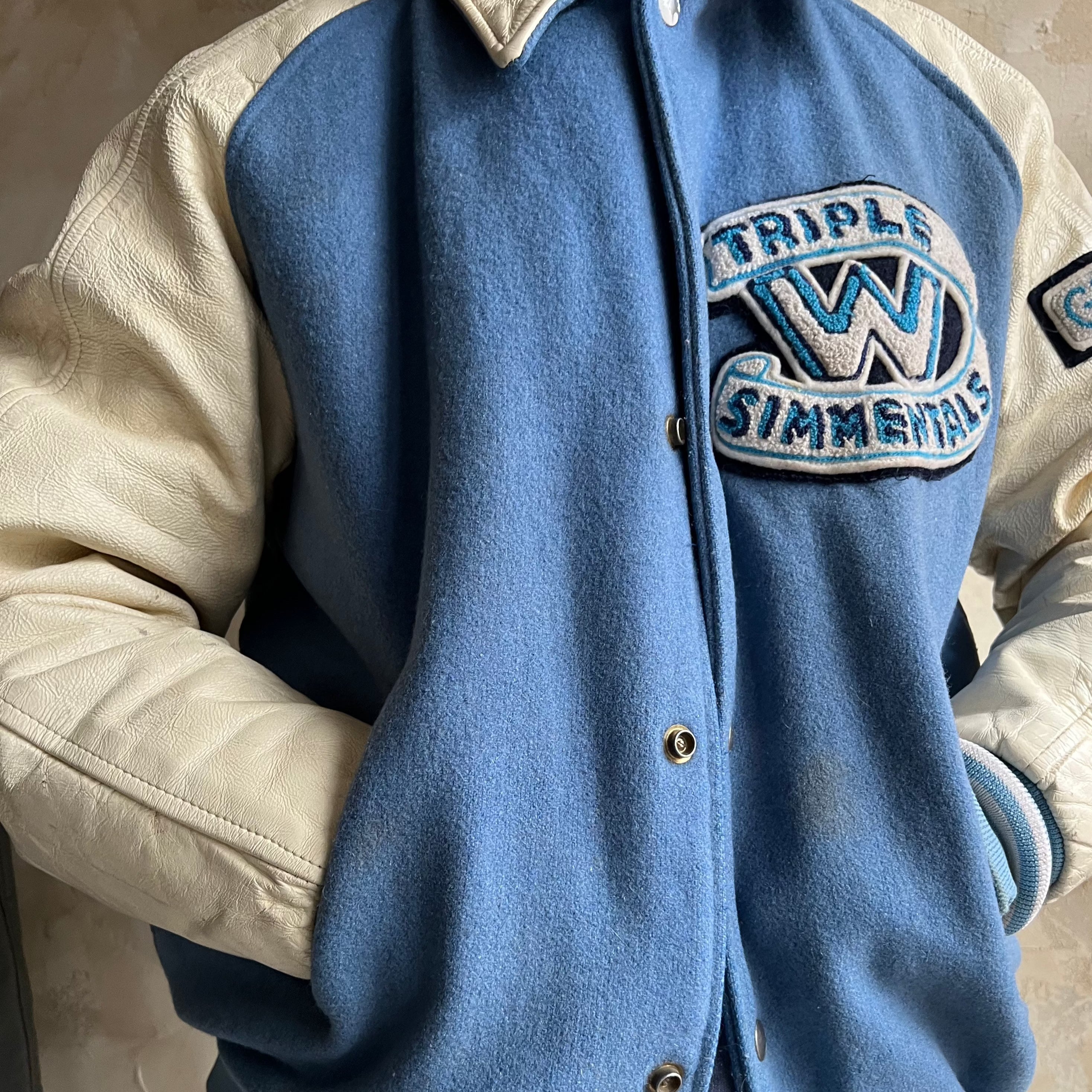 Baby Blue + White Varsity Jacket