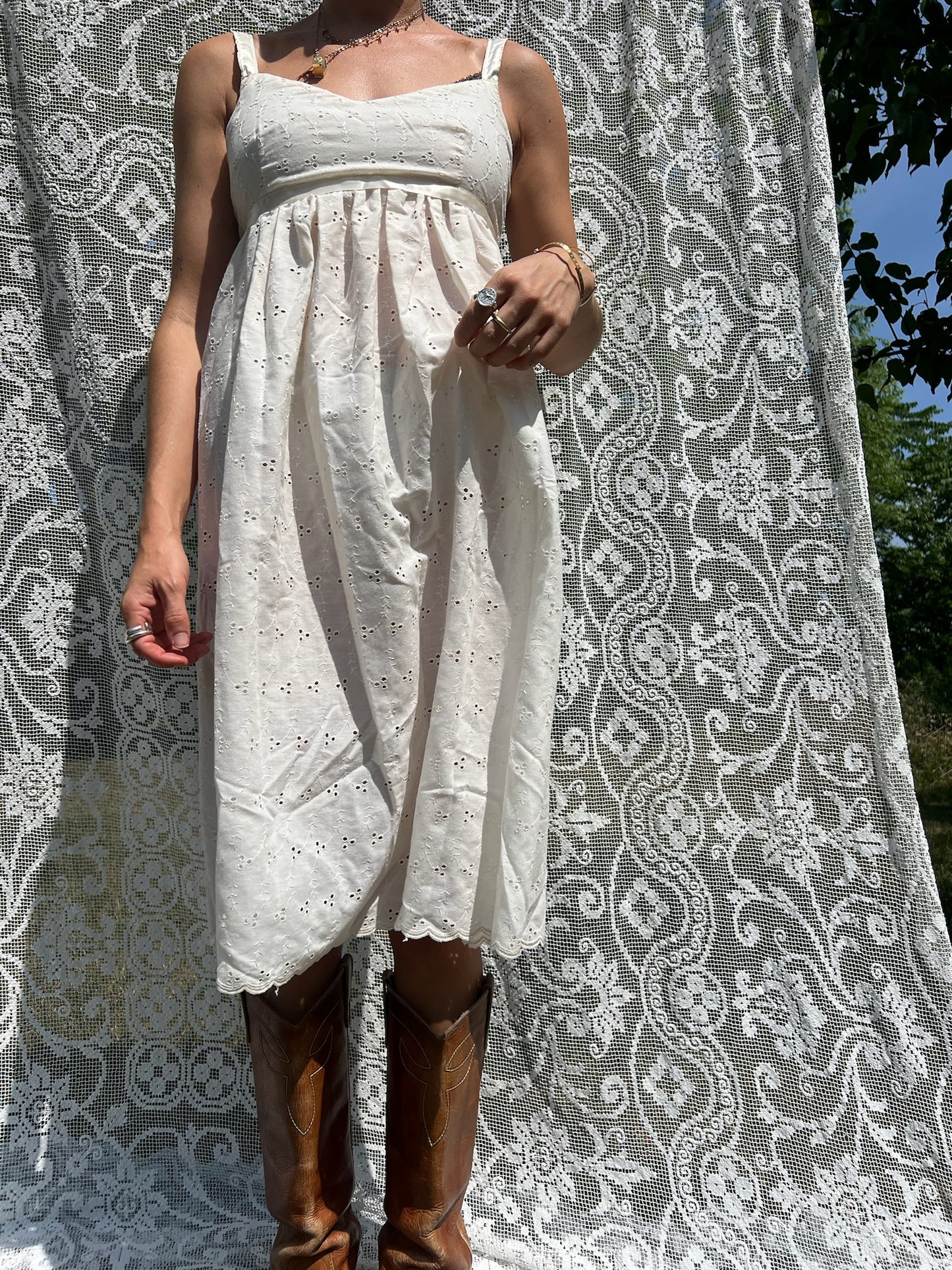Cream Eyelet Dress