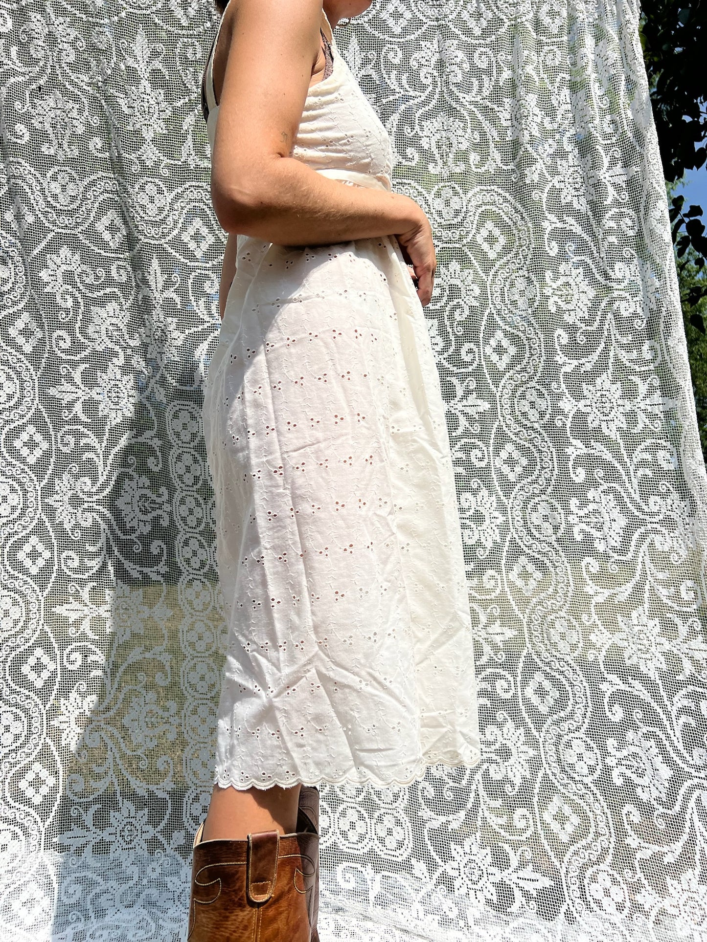 Cream Eyelet Dress