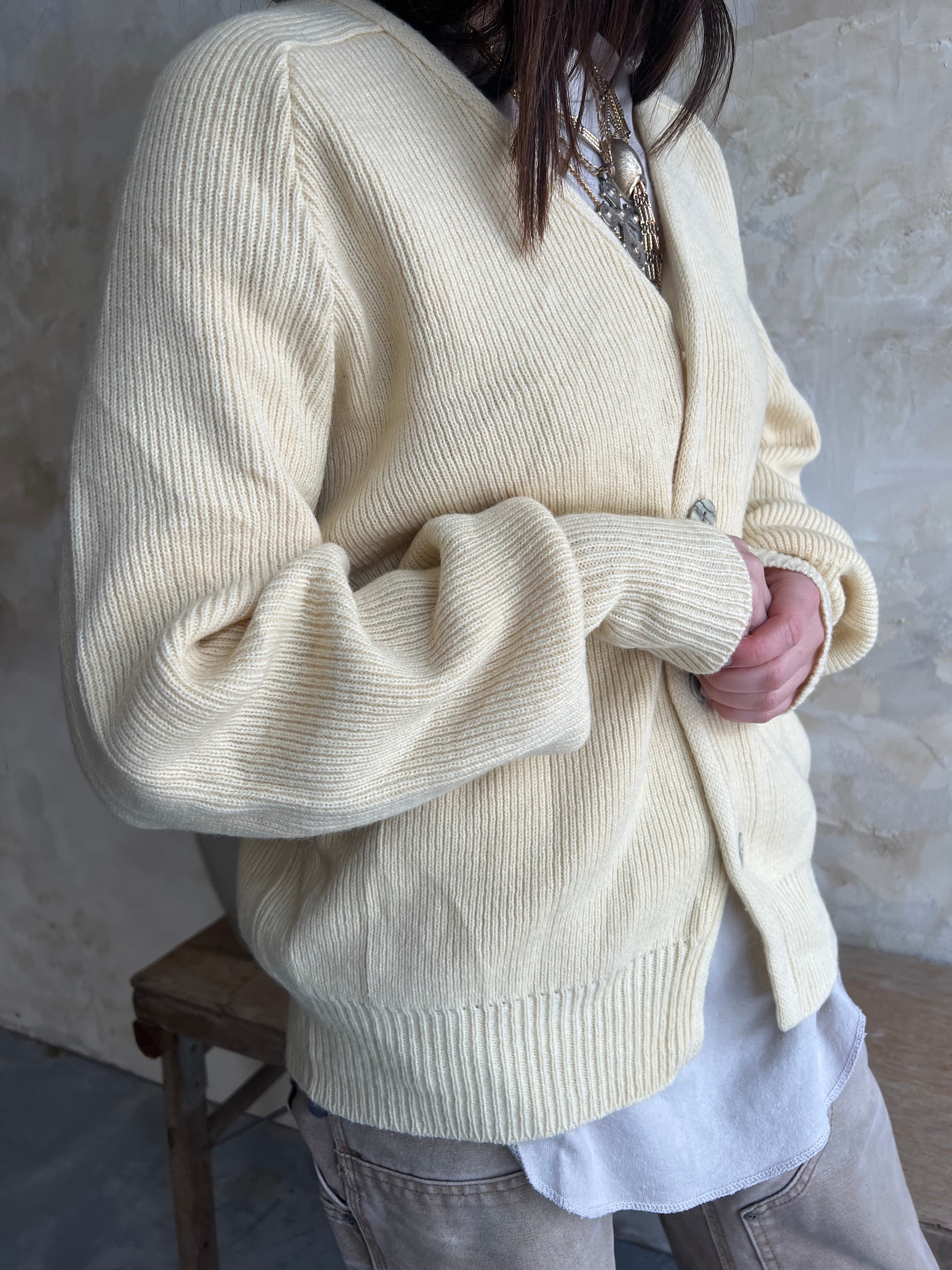 Butter Cream Ribbed Cardigan