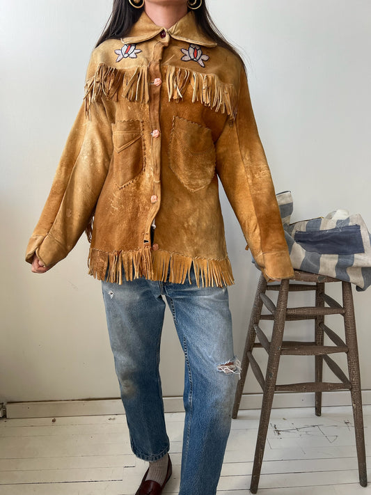 Beaded Fringe Suede Jacket