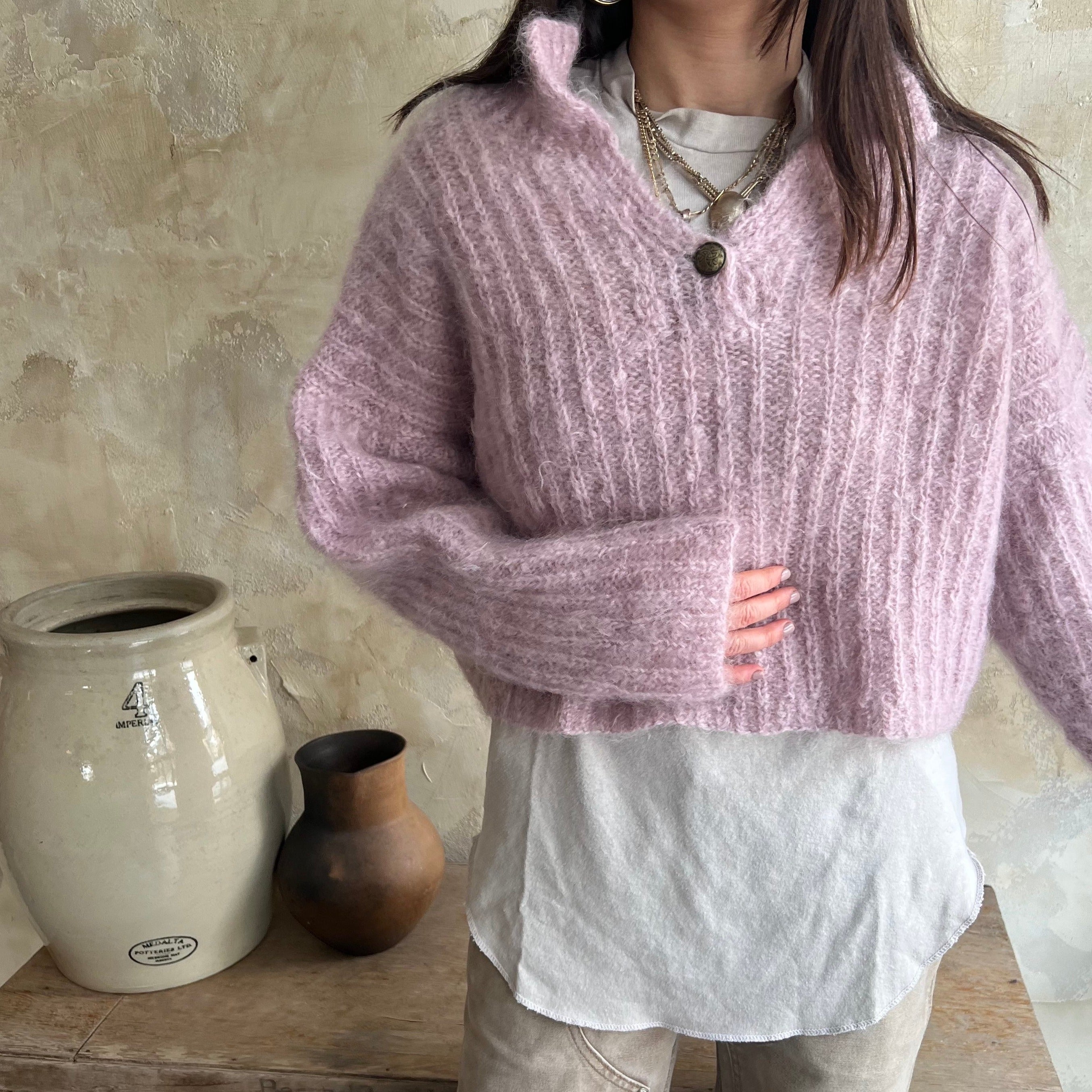 Handmade Pink Mohair Sweater