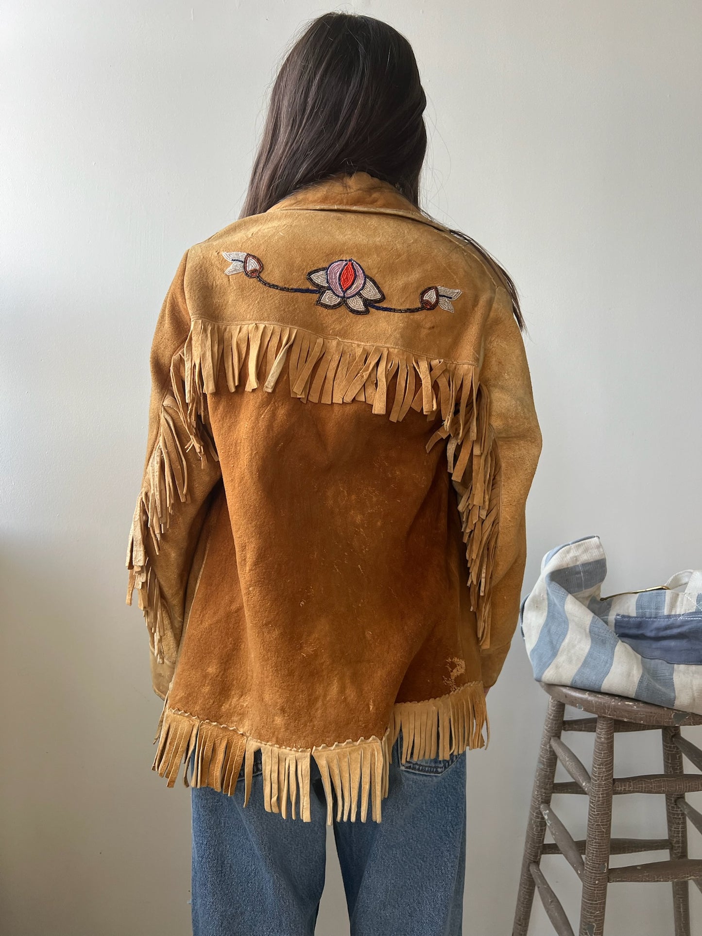 Beaded Fringe Suede Jacket
