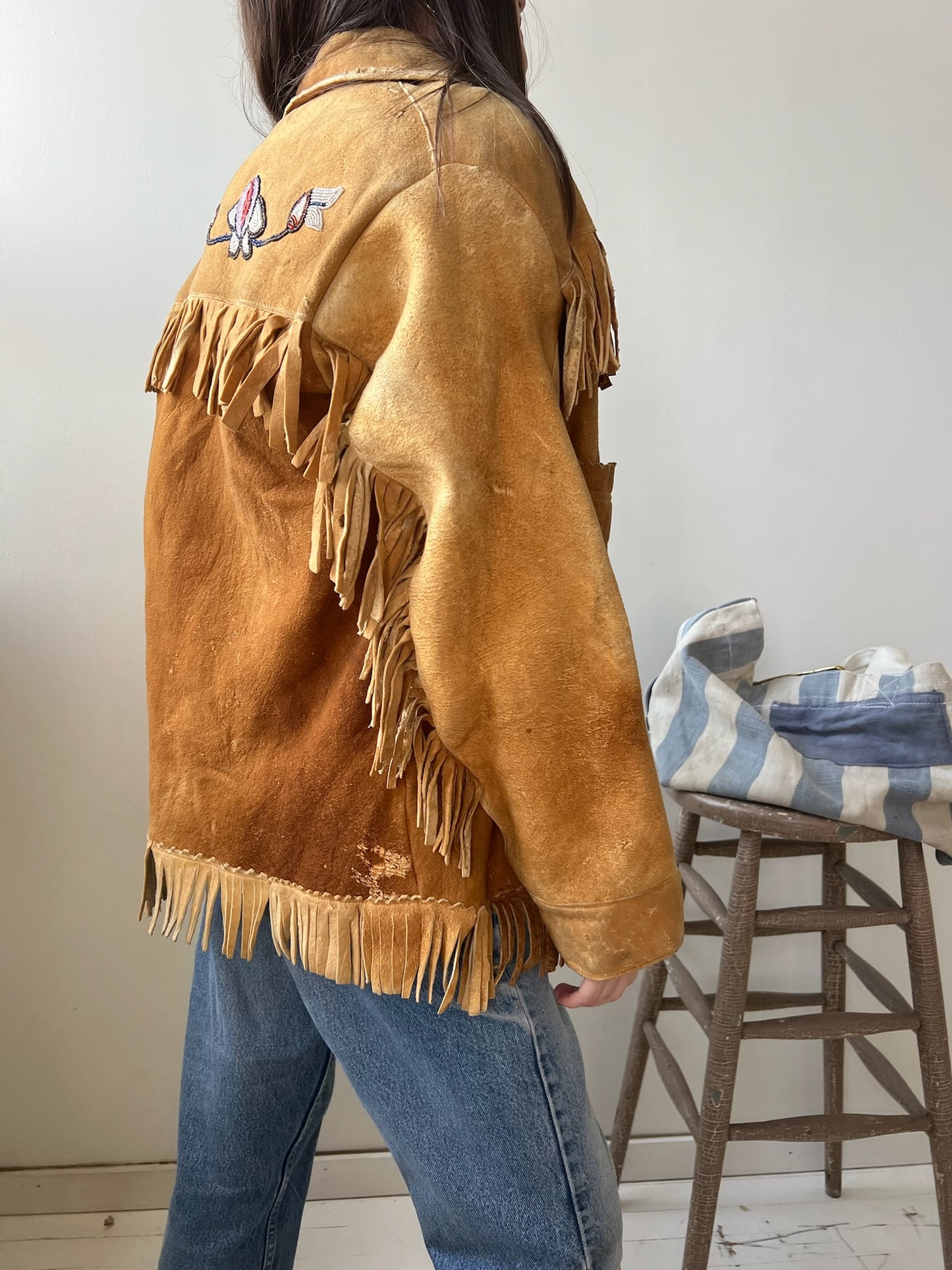 Beaded Fringe Suede Jacket