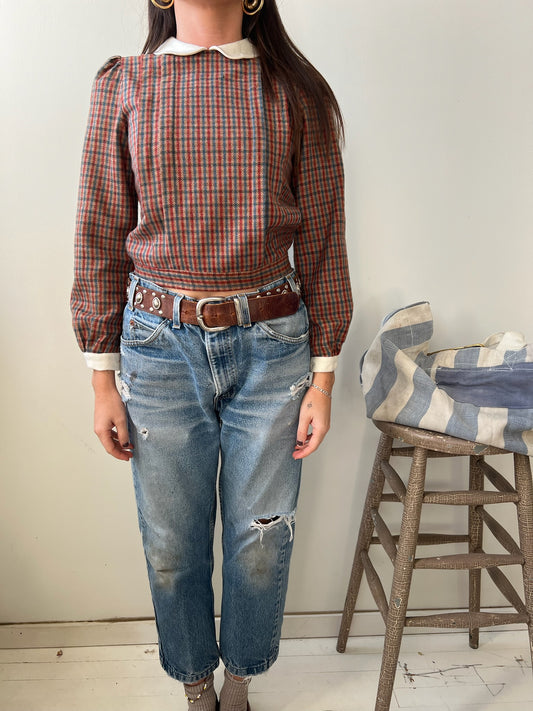 Checkered Wool Blouse