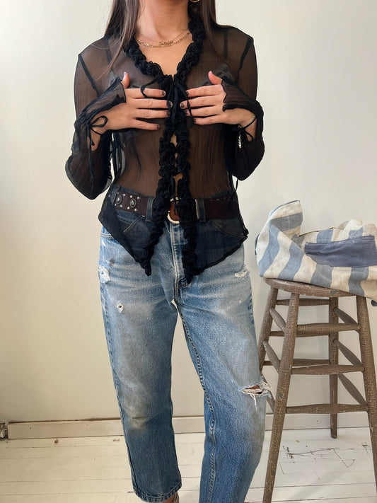 Black Sheer Silk Blouse