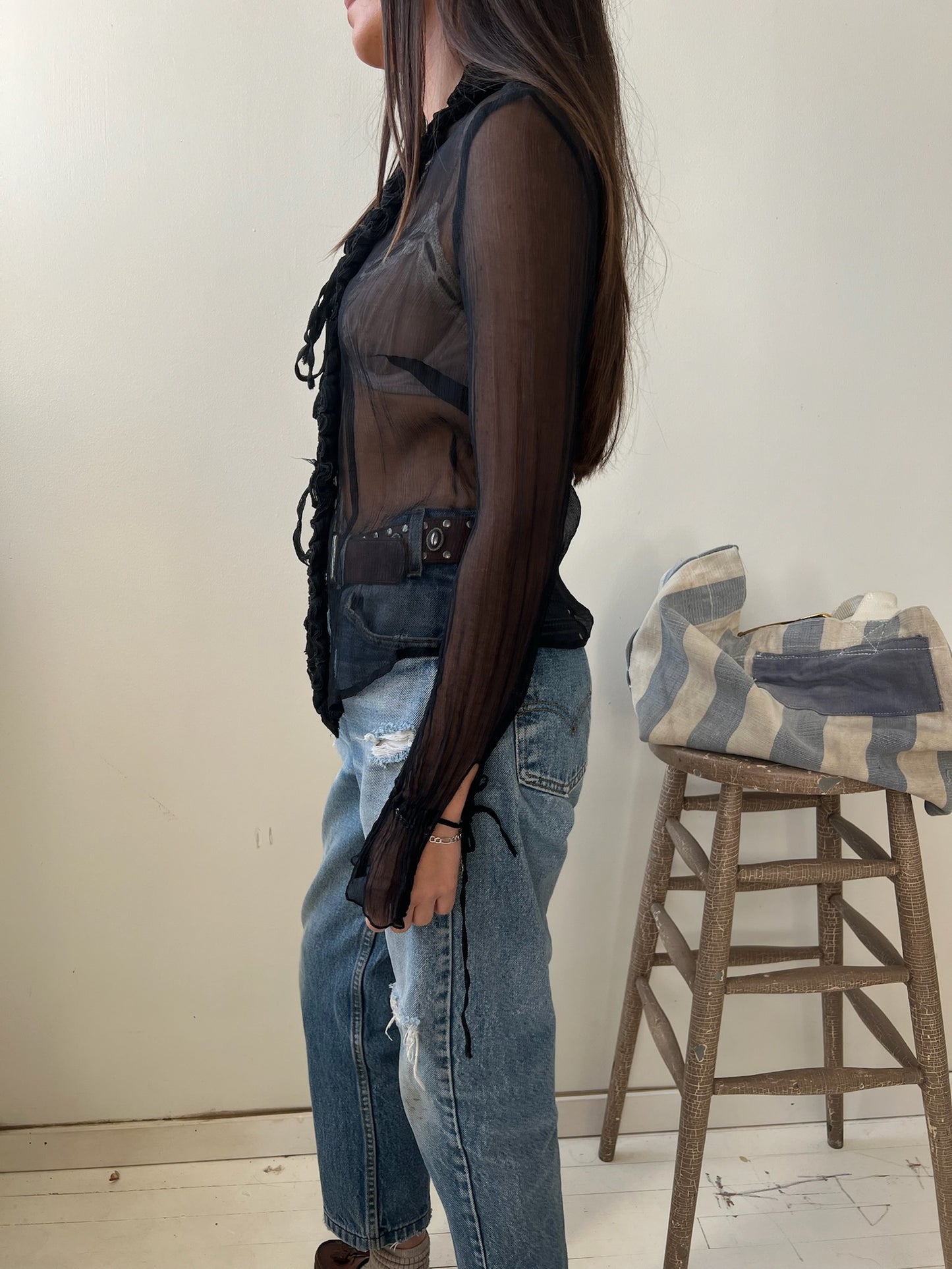 Black Sheer Silk Blouse