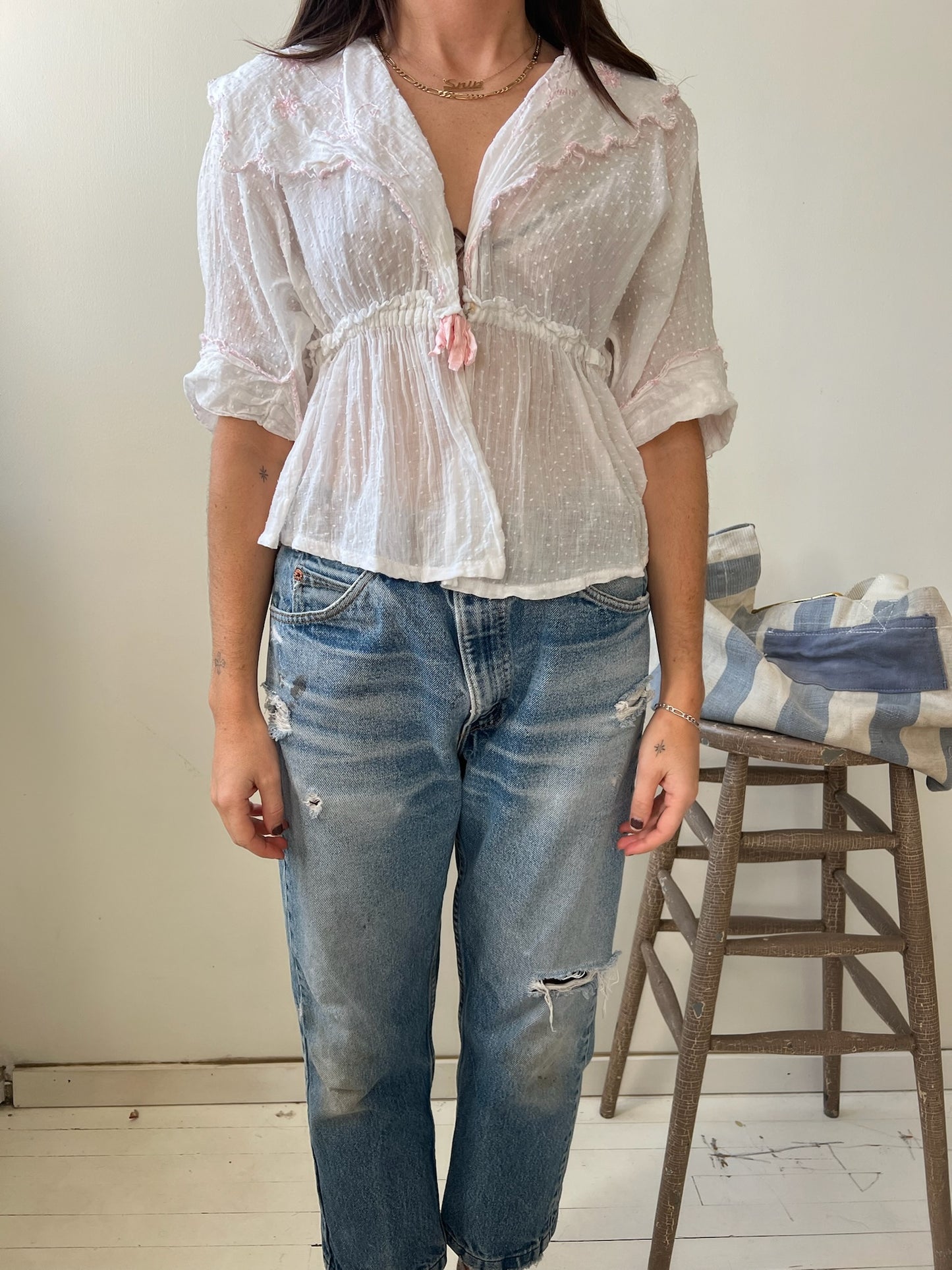 Antique Victorian White Cotton Blouse