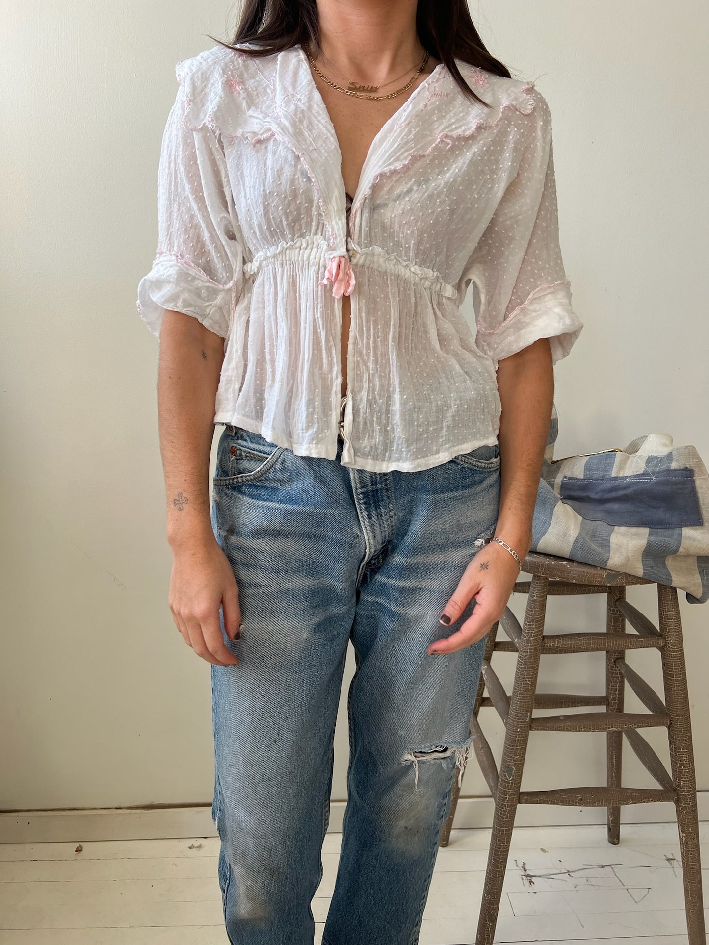 Antique Victorian White Cotton Blouse