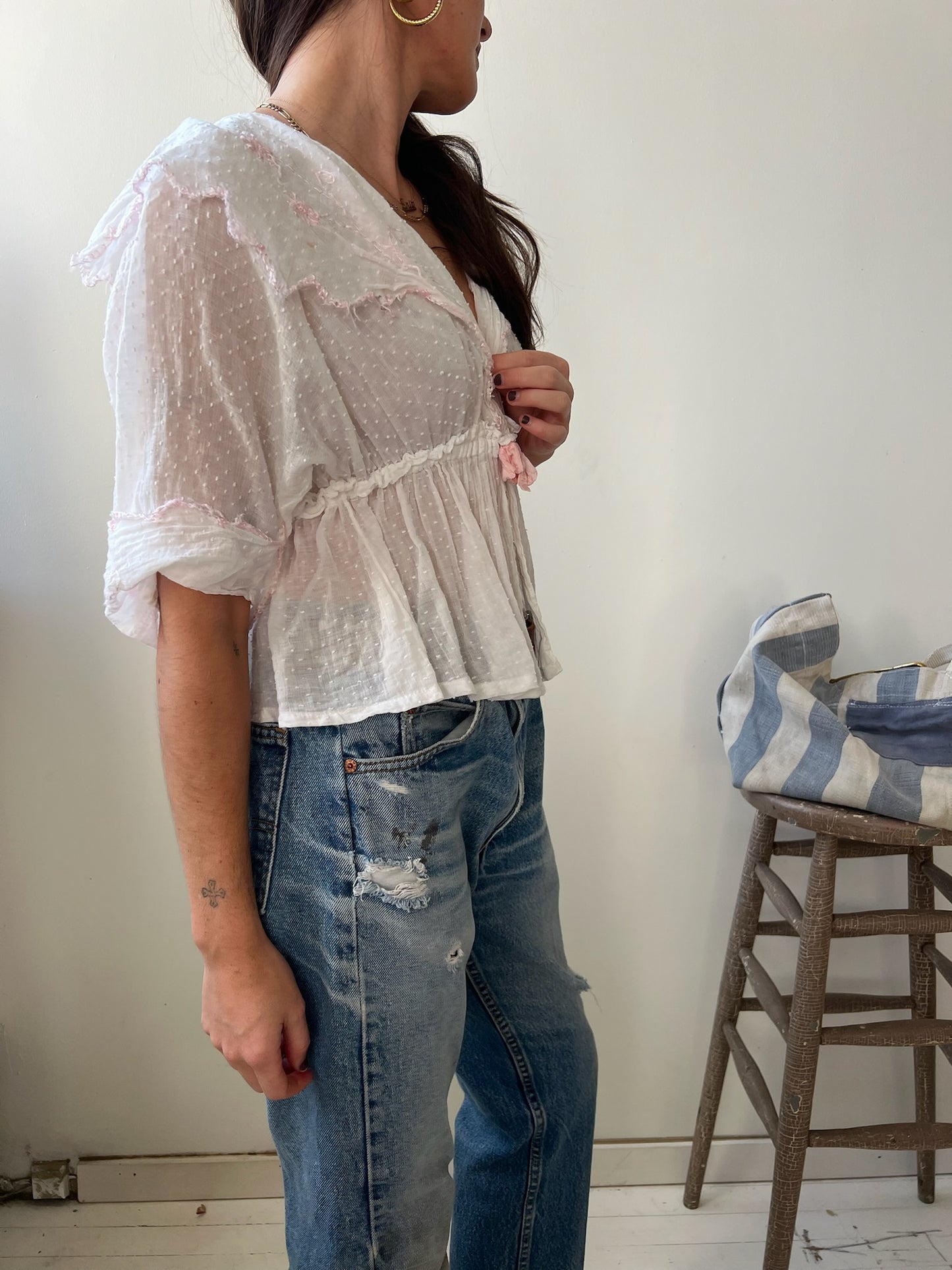 Antique Victorian White Cotton Blouse