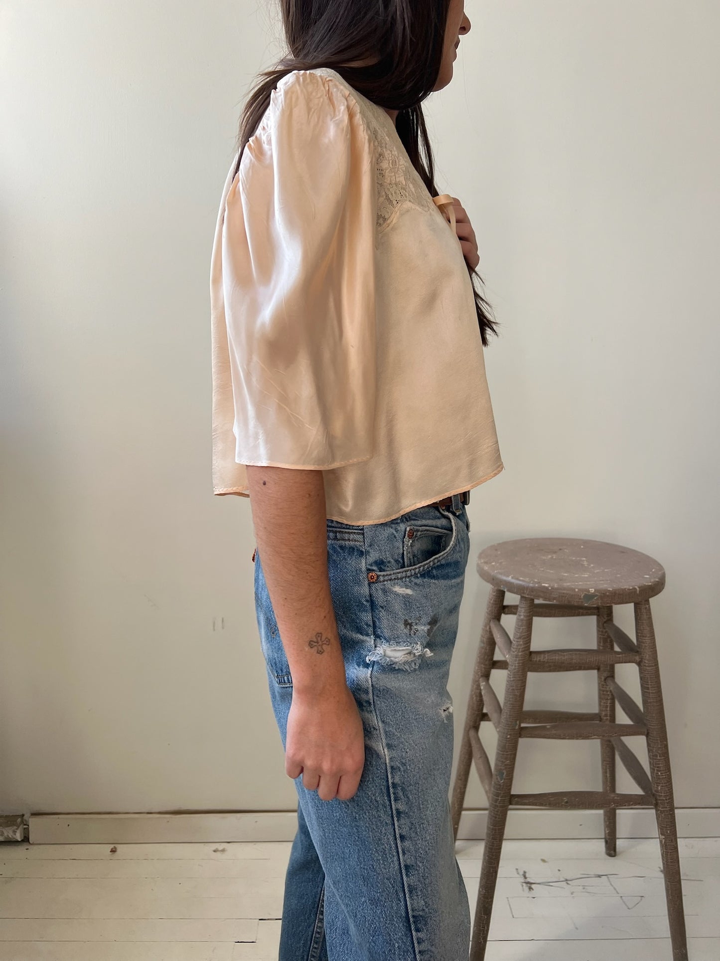 1930s Blush Silk Bed Jacket