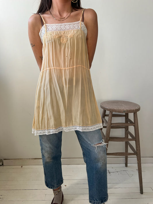 1930s Peach Silk Slip