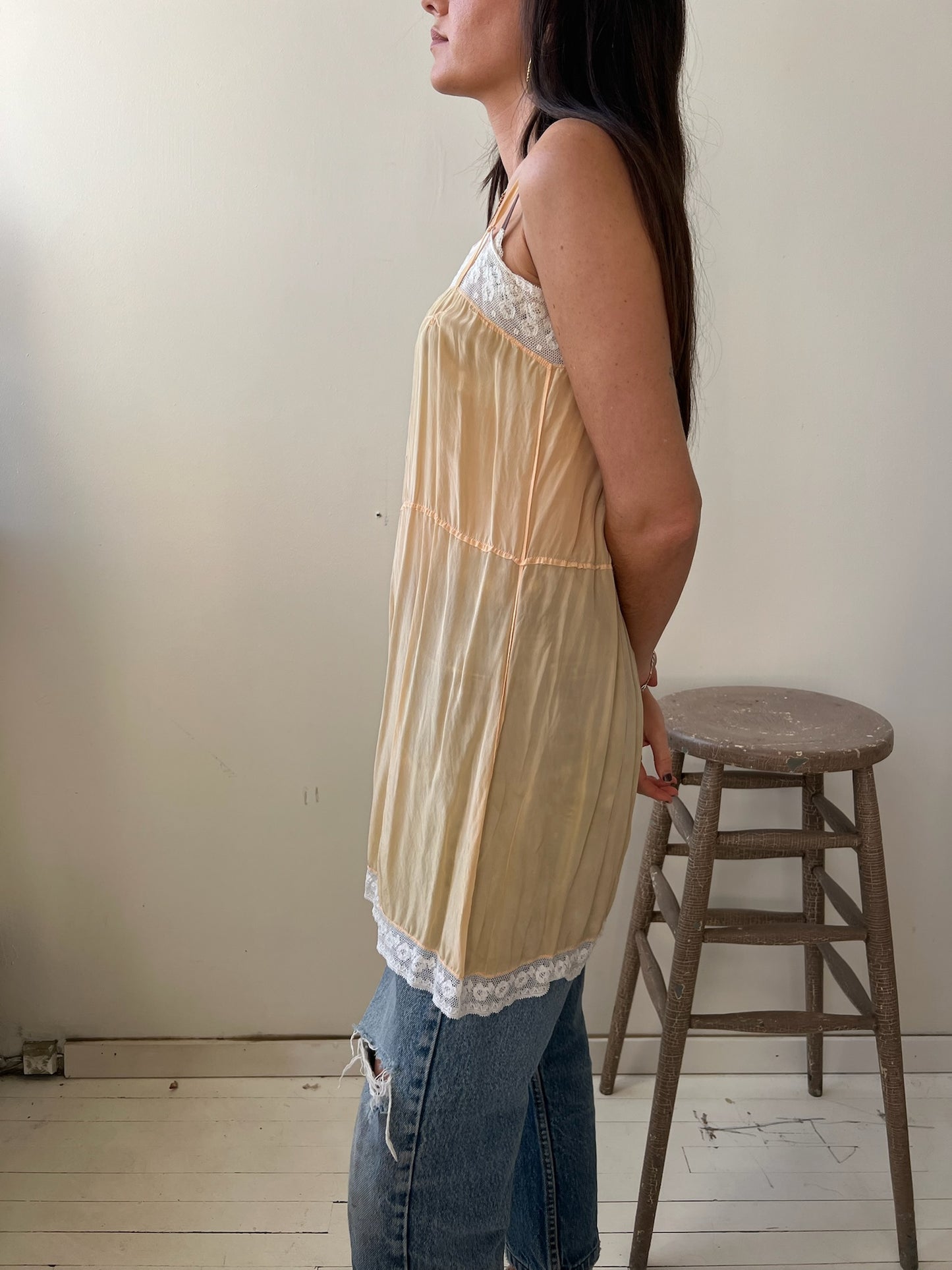 1930s Peach Silk Slip