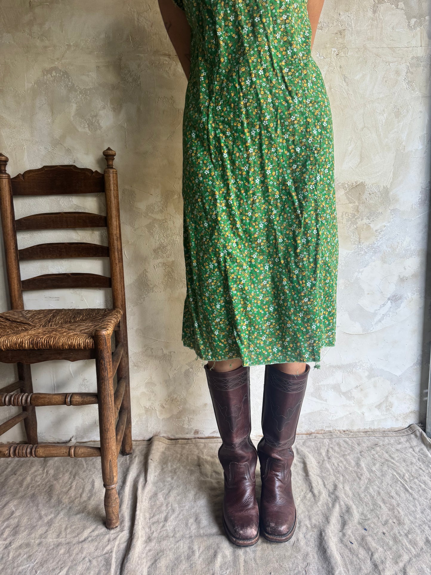 Green Floral Cotton Dress