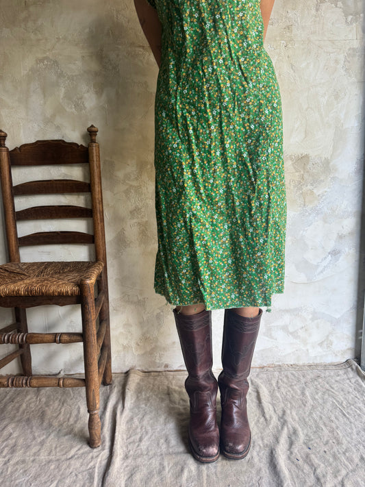 Green Floral Cotton Dress