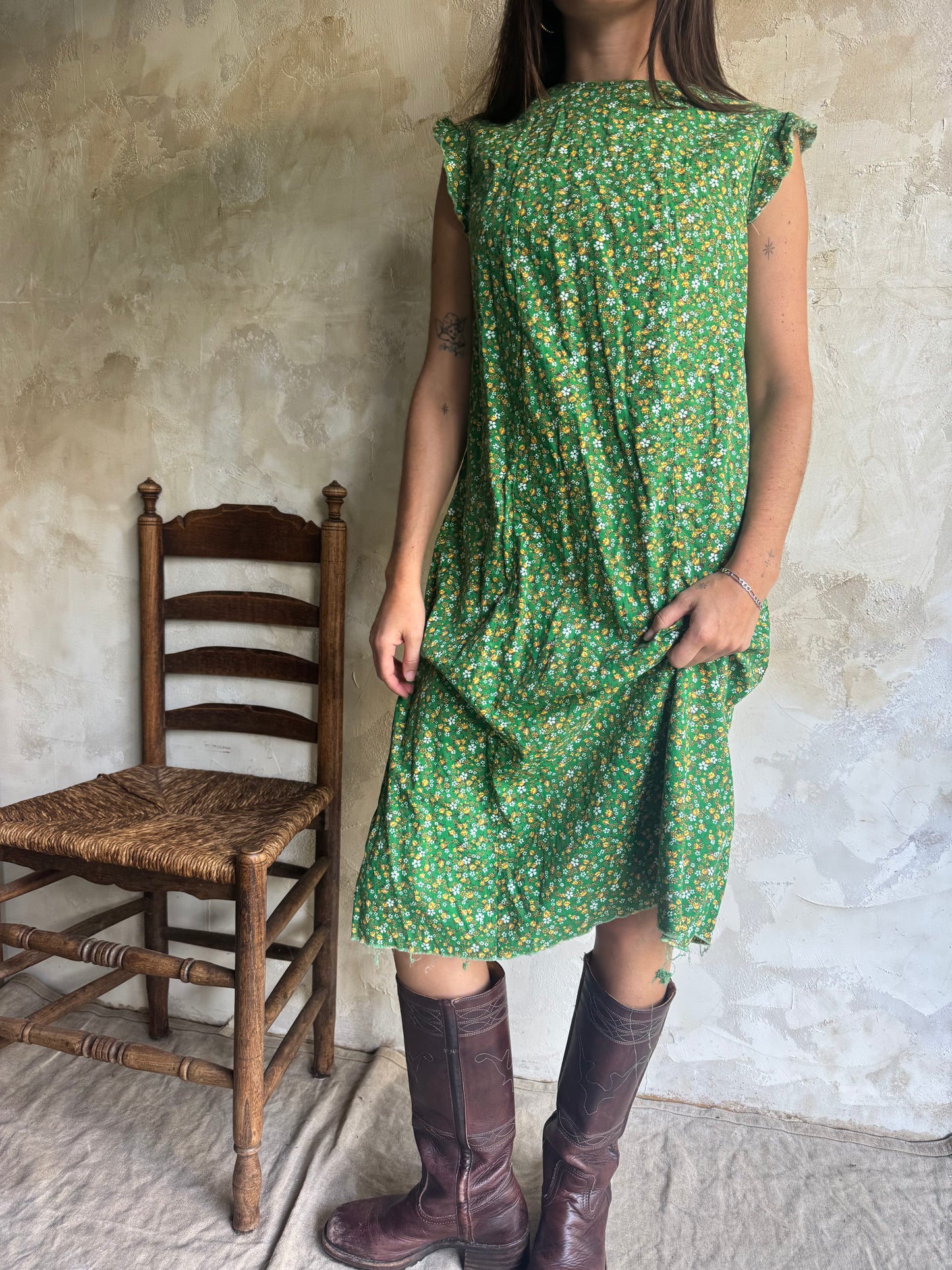 Green Floral Cotton Dress