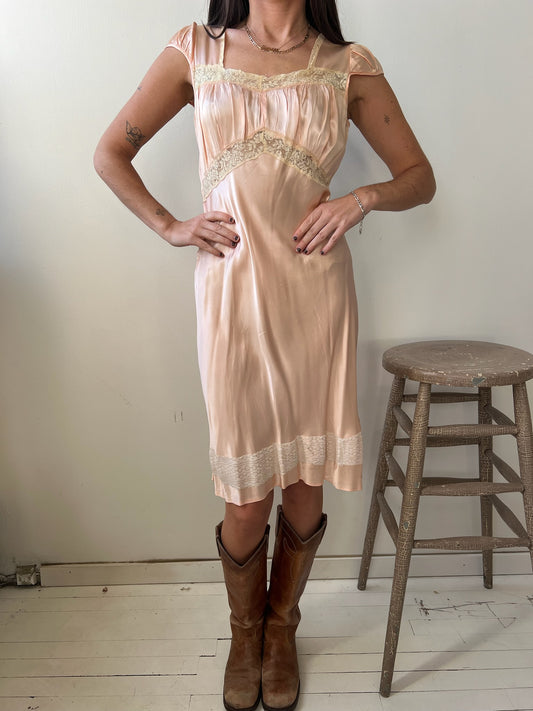 1930s Peachy Pink Slip Dress