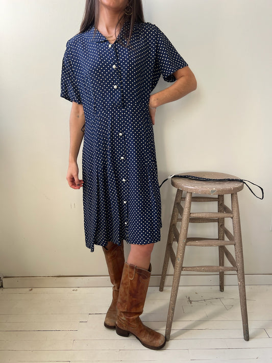 Navy Blue Polka Dot Dress