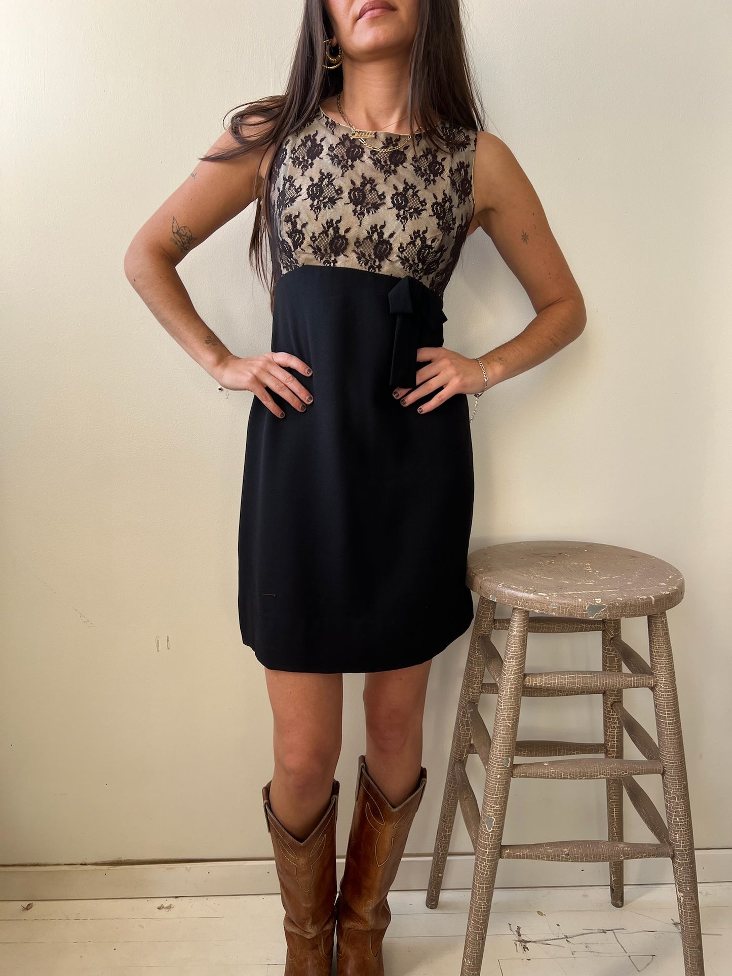 Black Lace Mini Party Dress