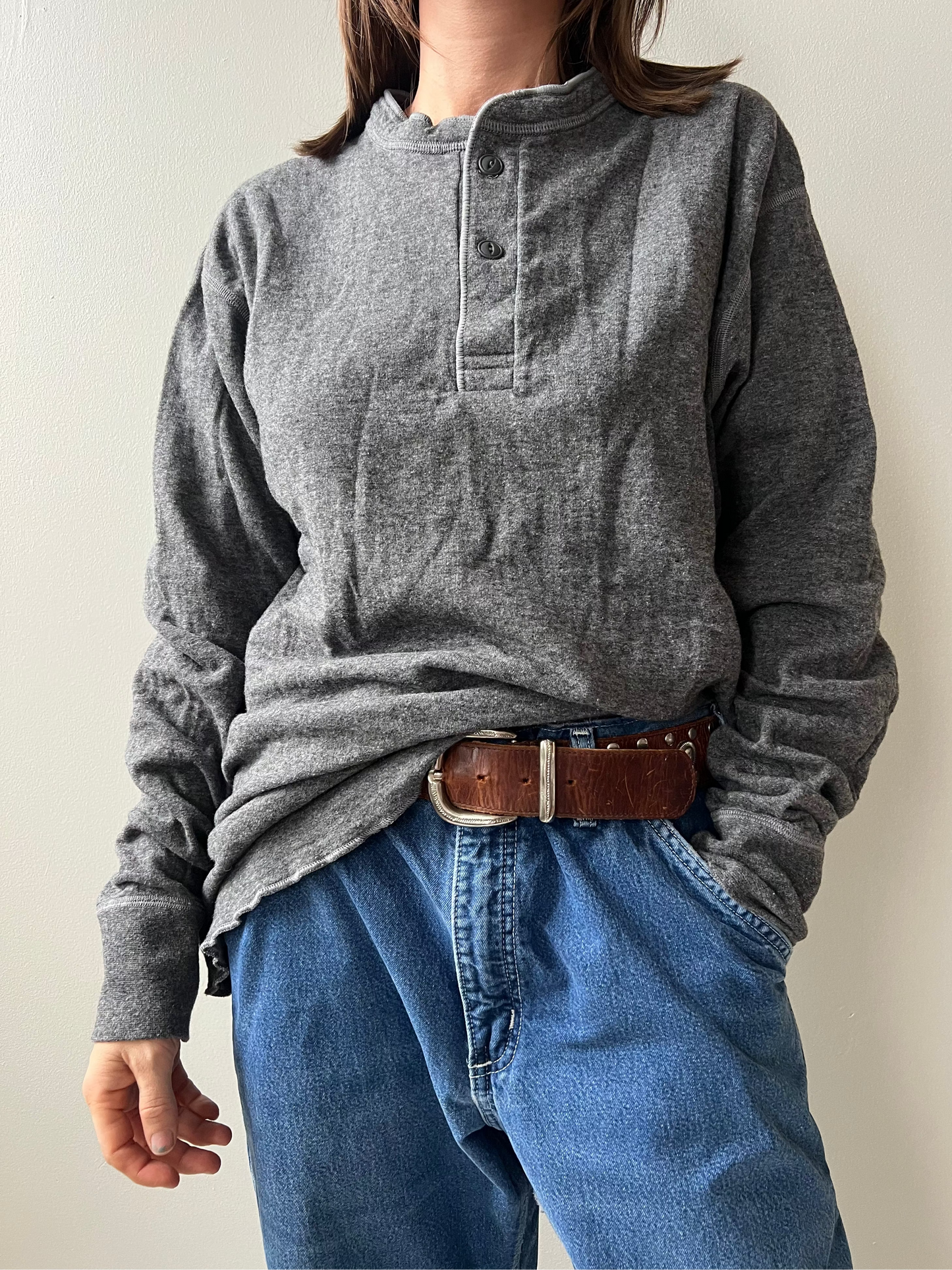 Grey Two Ply Grey Henley