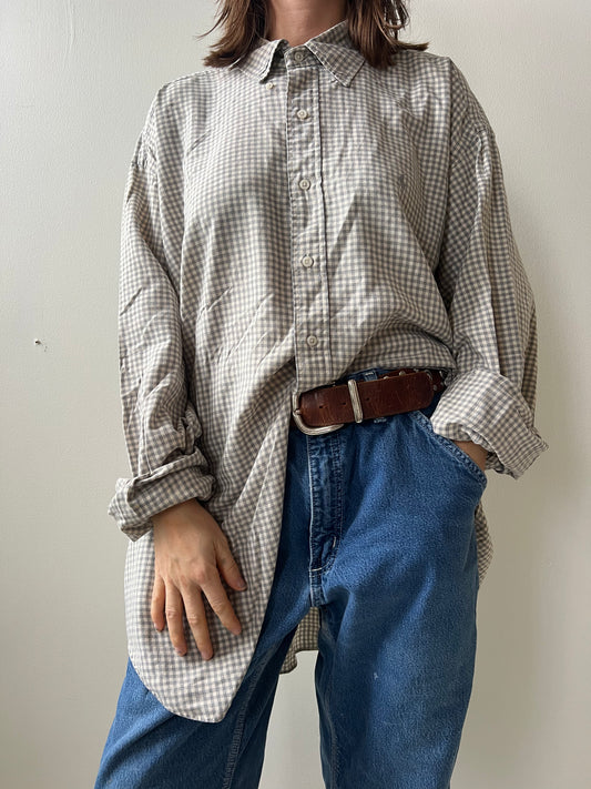 Grey Checker Button Up