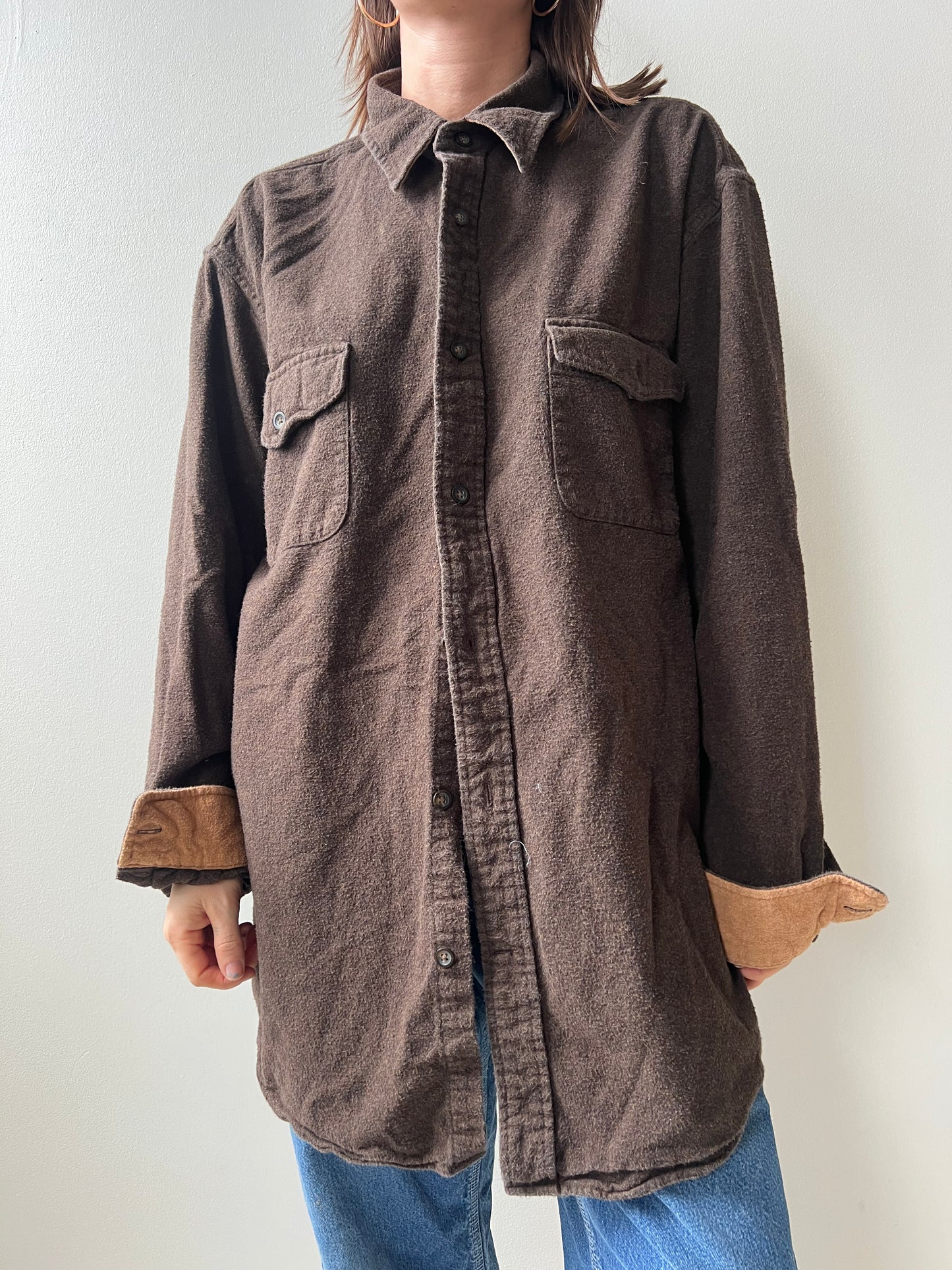 Chocolate Brown Flannel Button Up