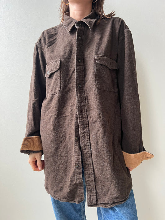 Chocolate Brown Flannel Button Up