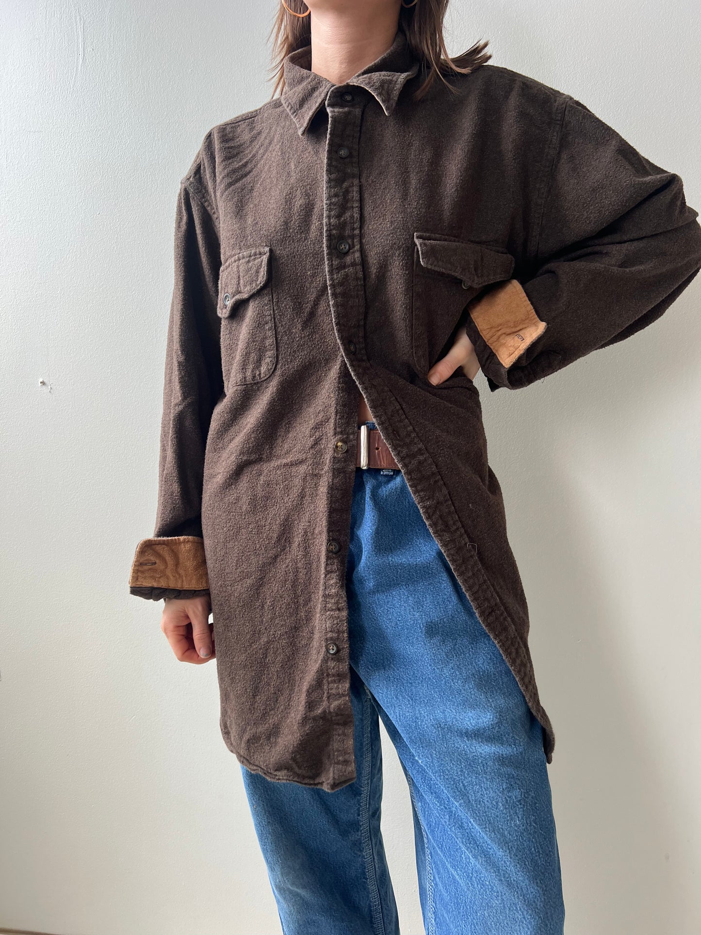 Chocolate Brown Flannel Button Up