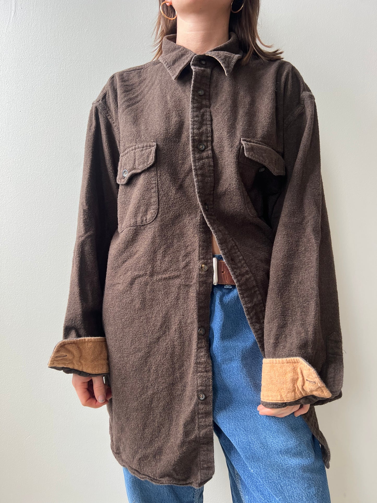 Chocolate Brown Flannel Button Up