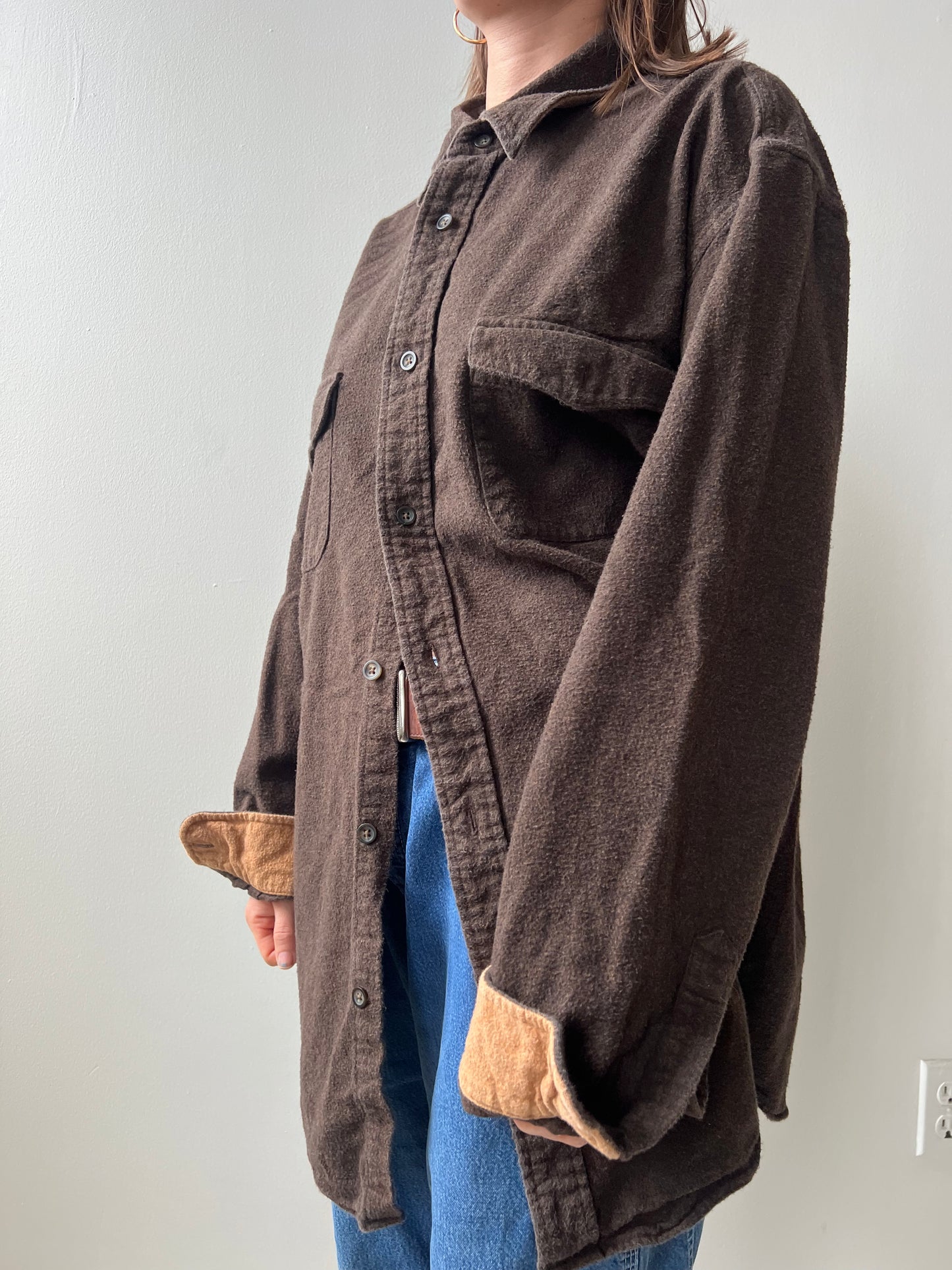 Chocolate Brown Flannel Button Up