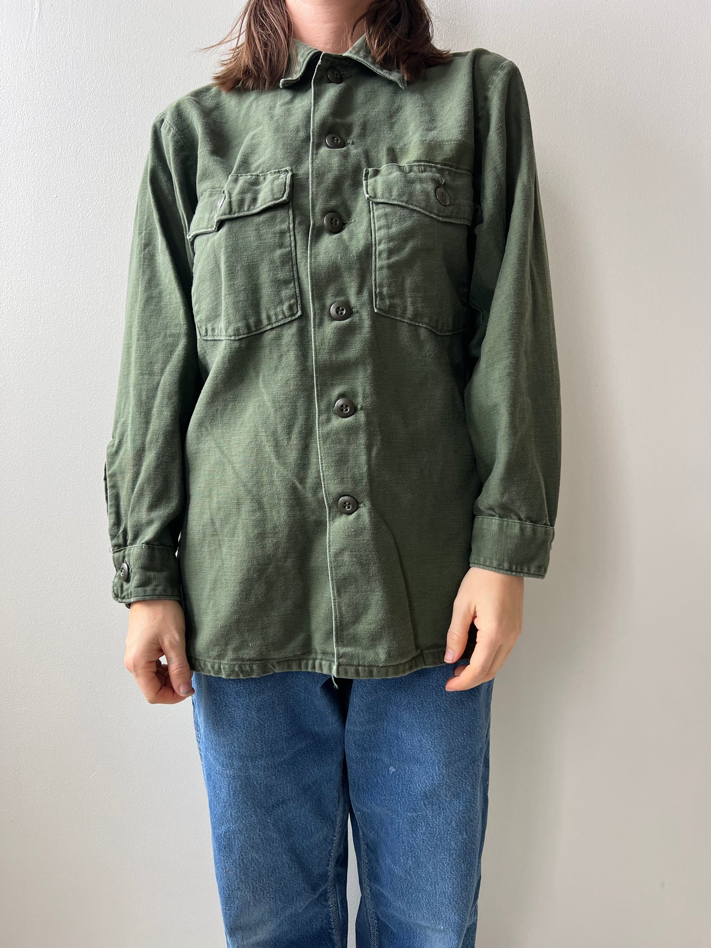 Green Military Button Up