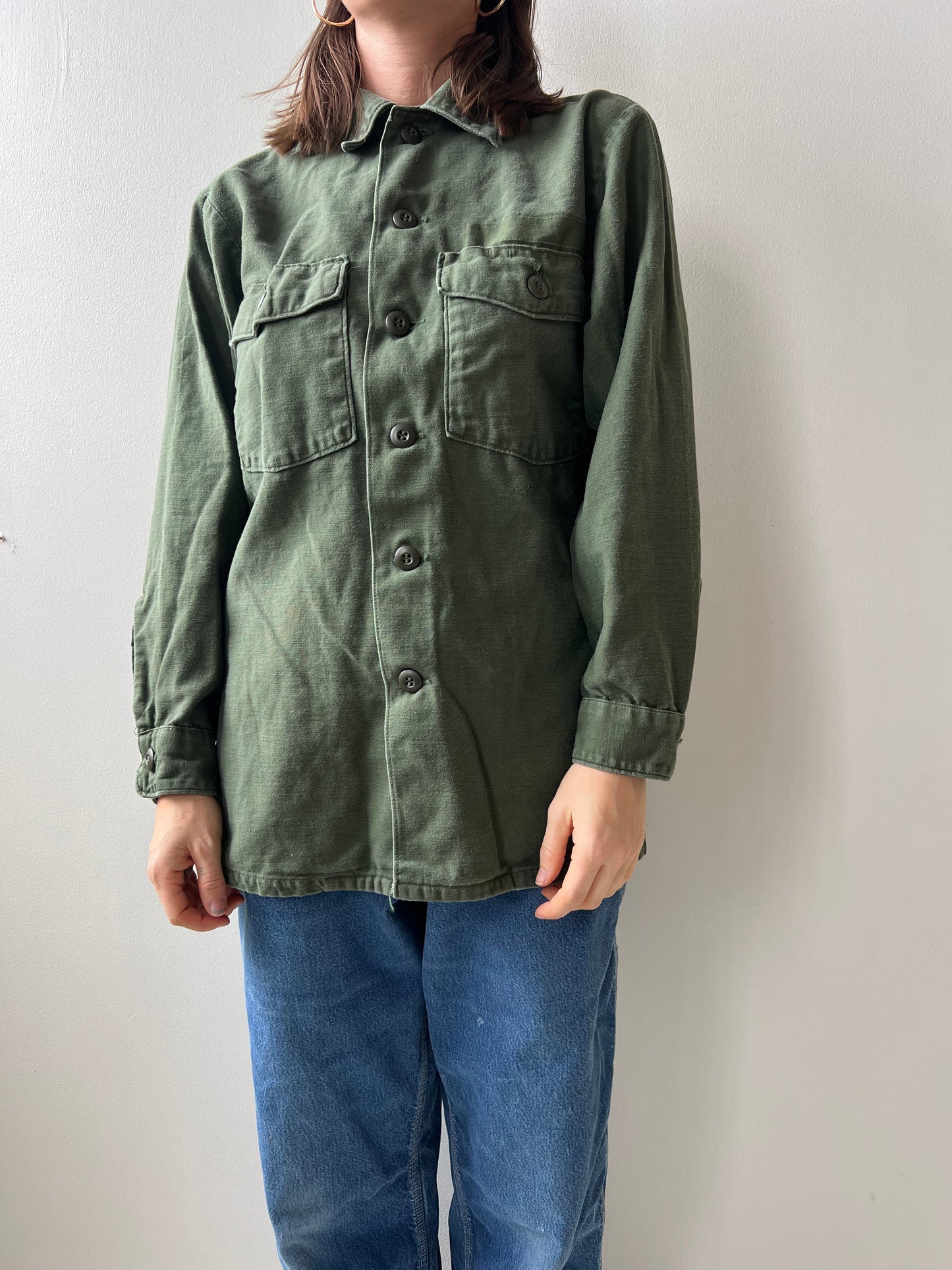 Green Military Button Up