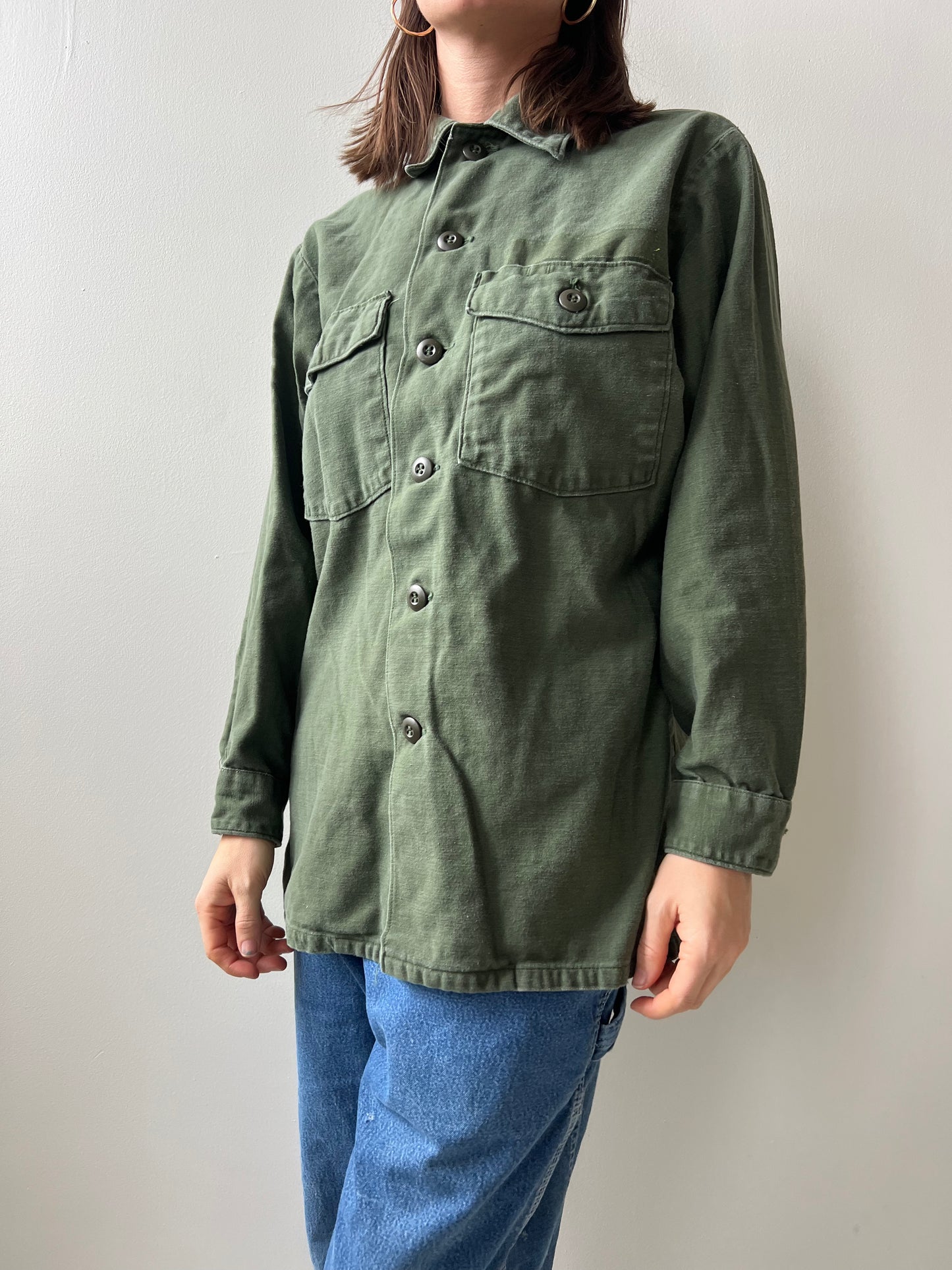 Green Military Button Up