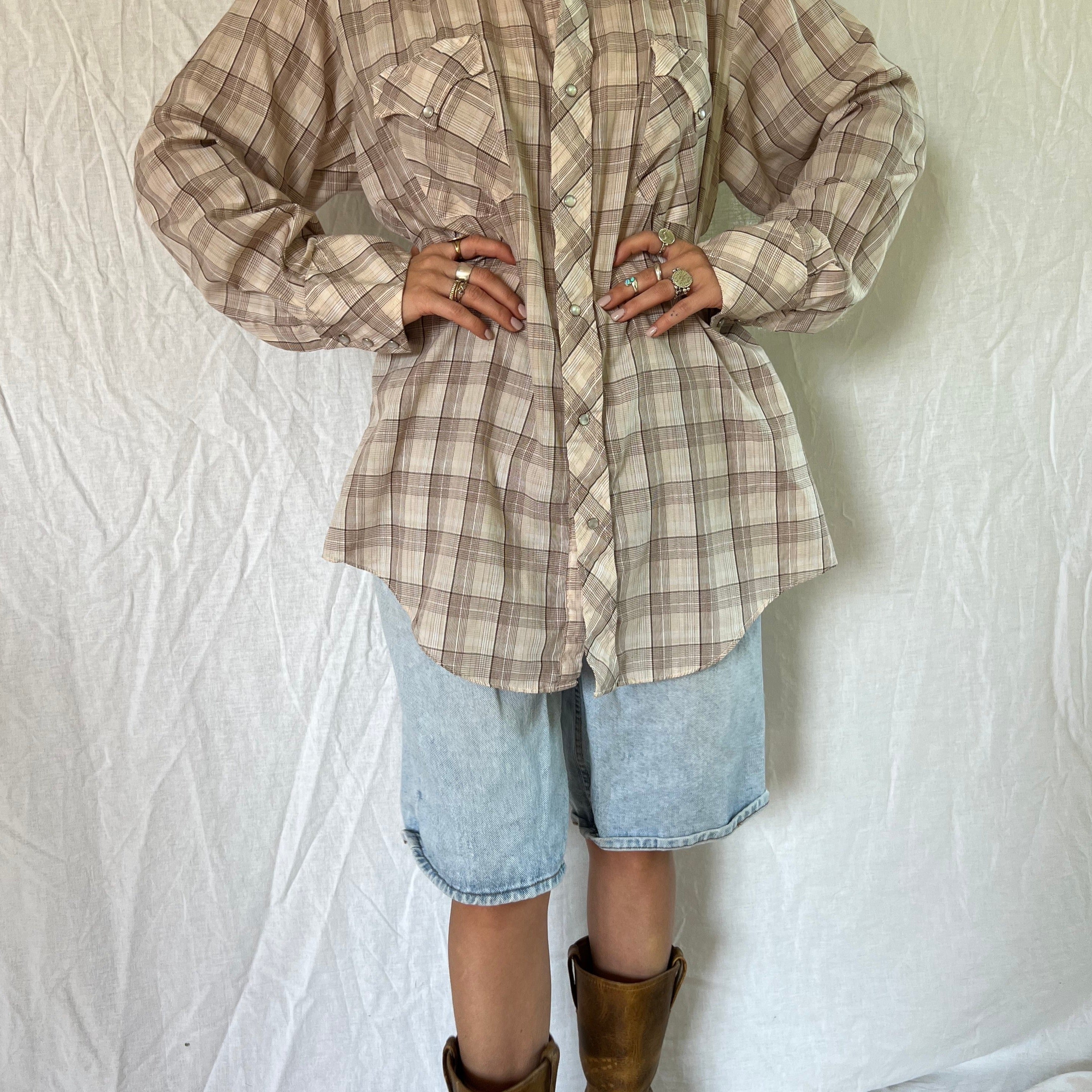 Light Taupe and Brown Western Shirt
