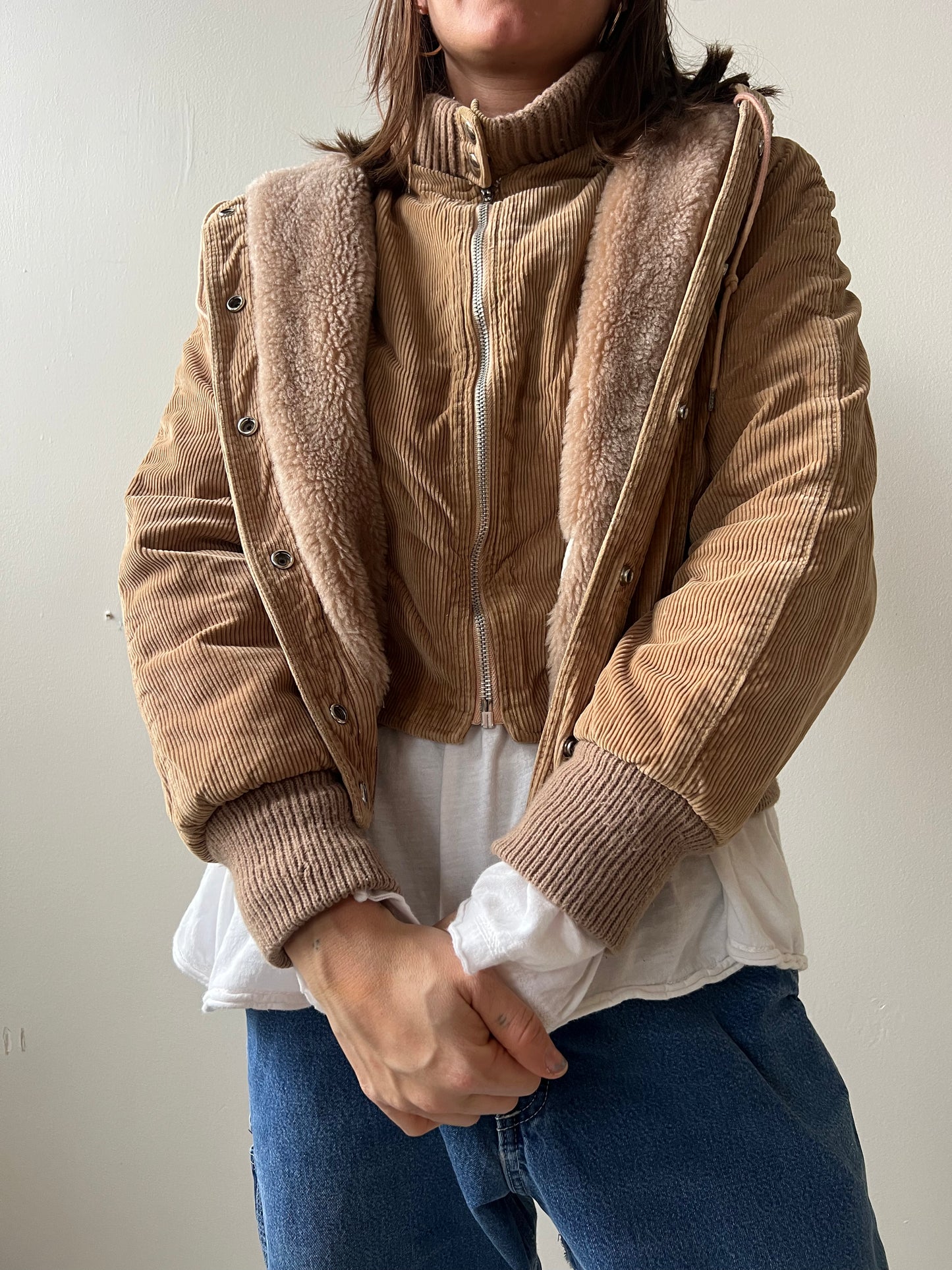 Cutie Corduroy Hooded Bomber Jacket