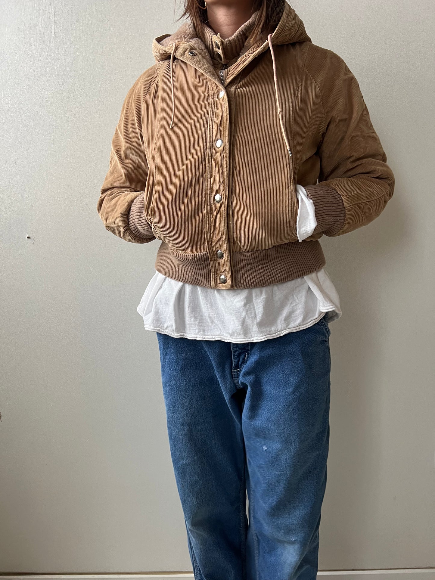 Cutie Corduroy Hooded Bomber Jacket