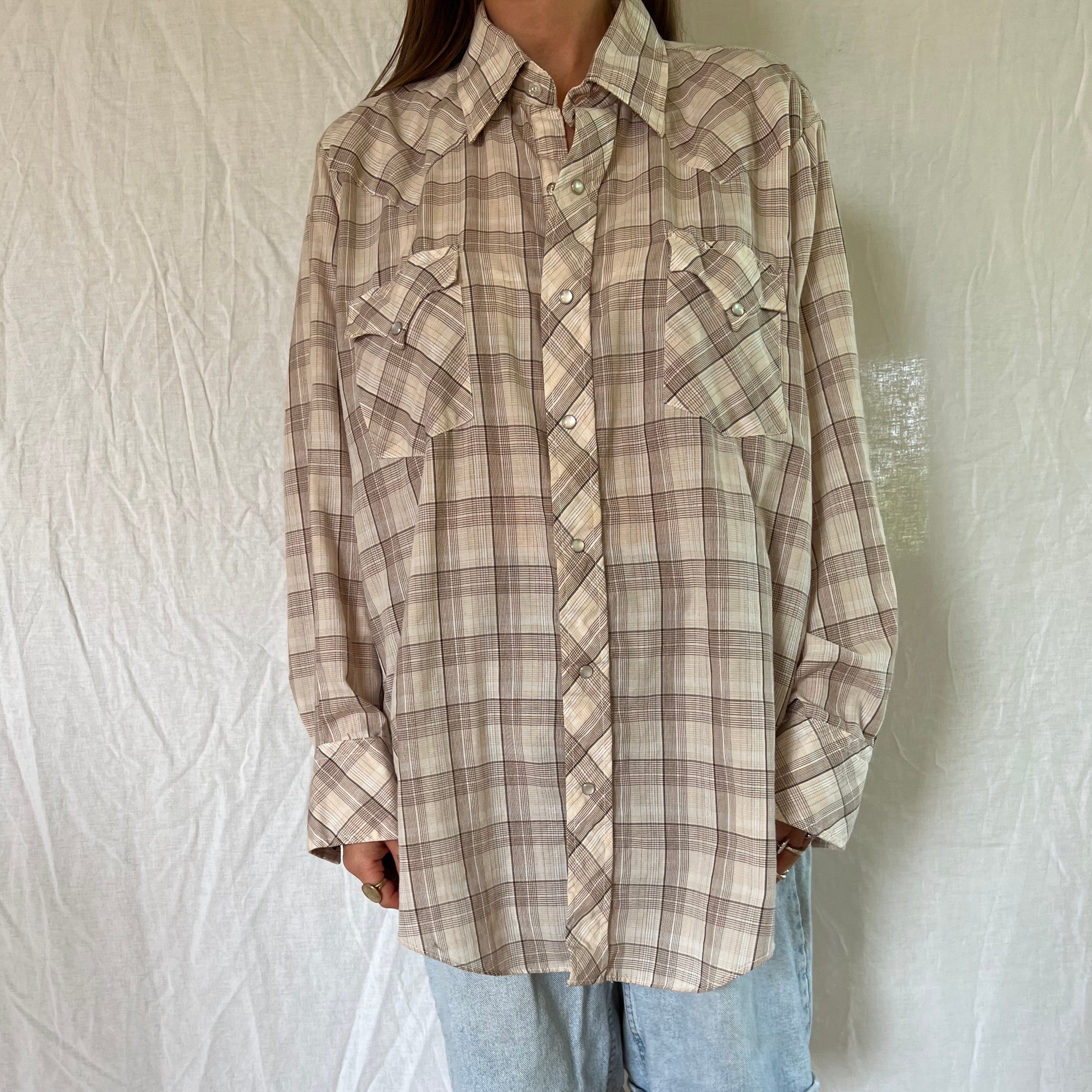 Light Taupe and Brown Western Shirt