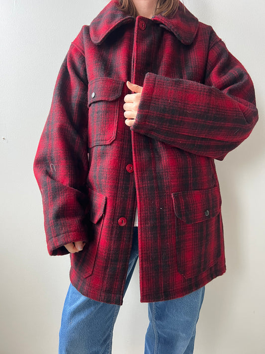 Red and Black Plaid Woolrich Jacket