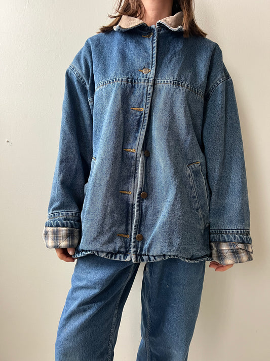 Denim Jacket With Flannel Quilted Lining