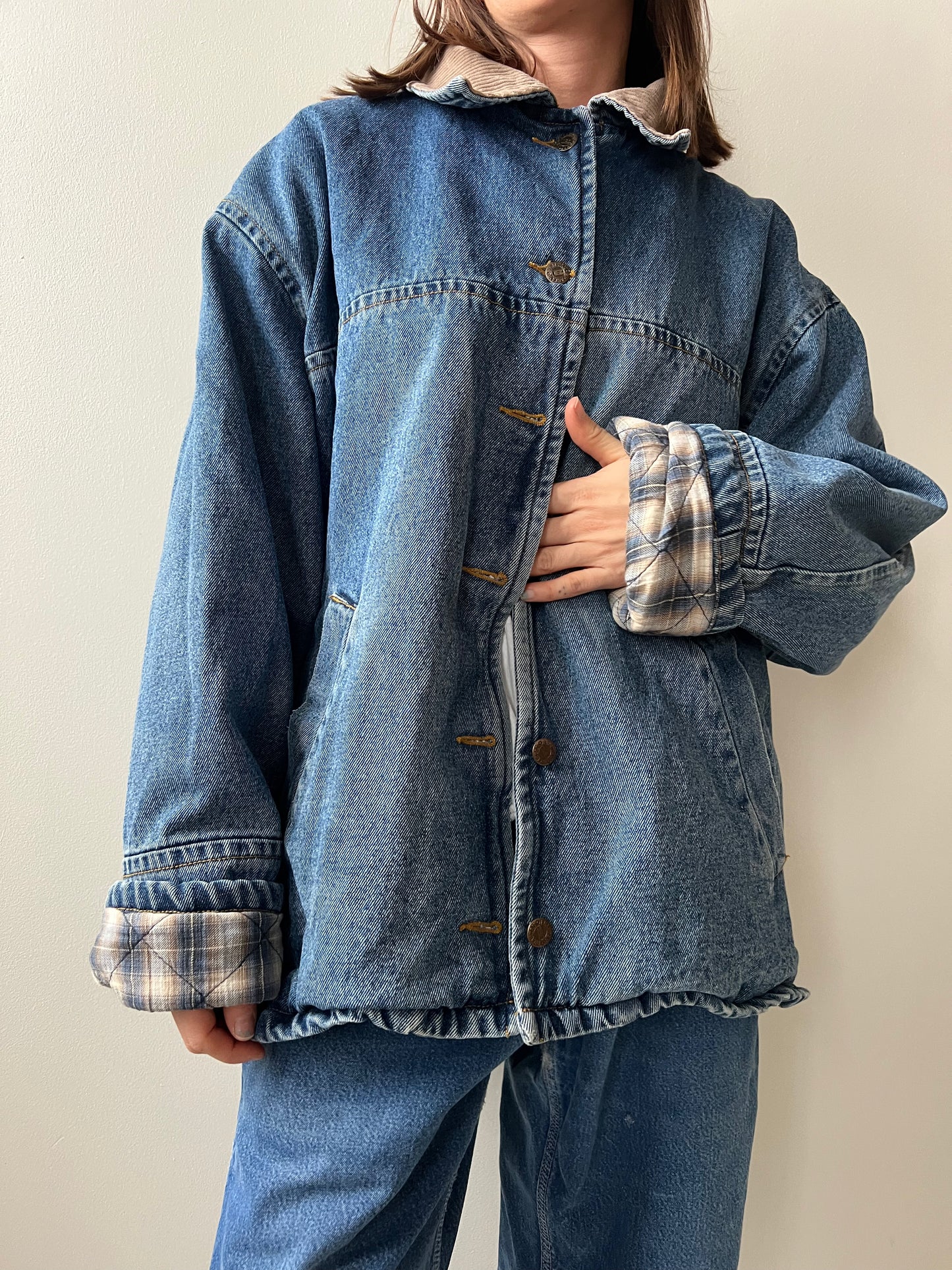 Denim Jacket With Flannel Quilted Lining