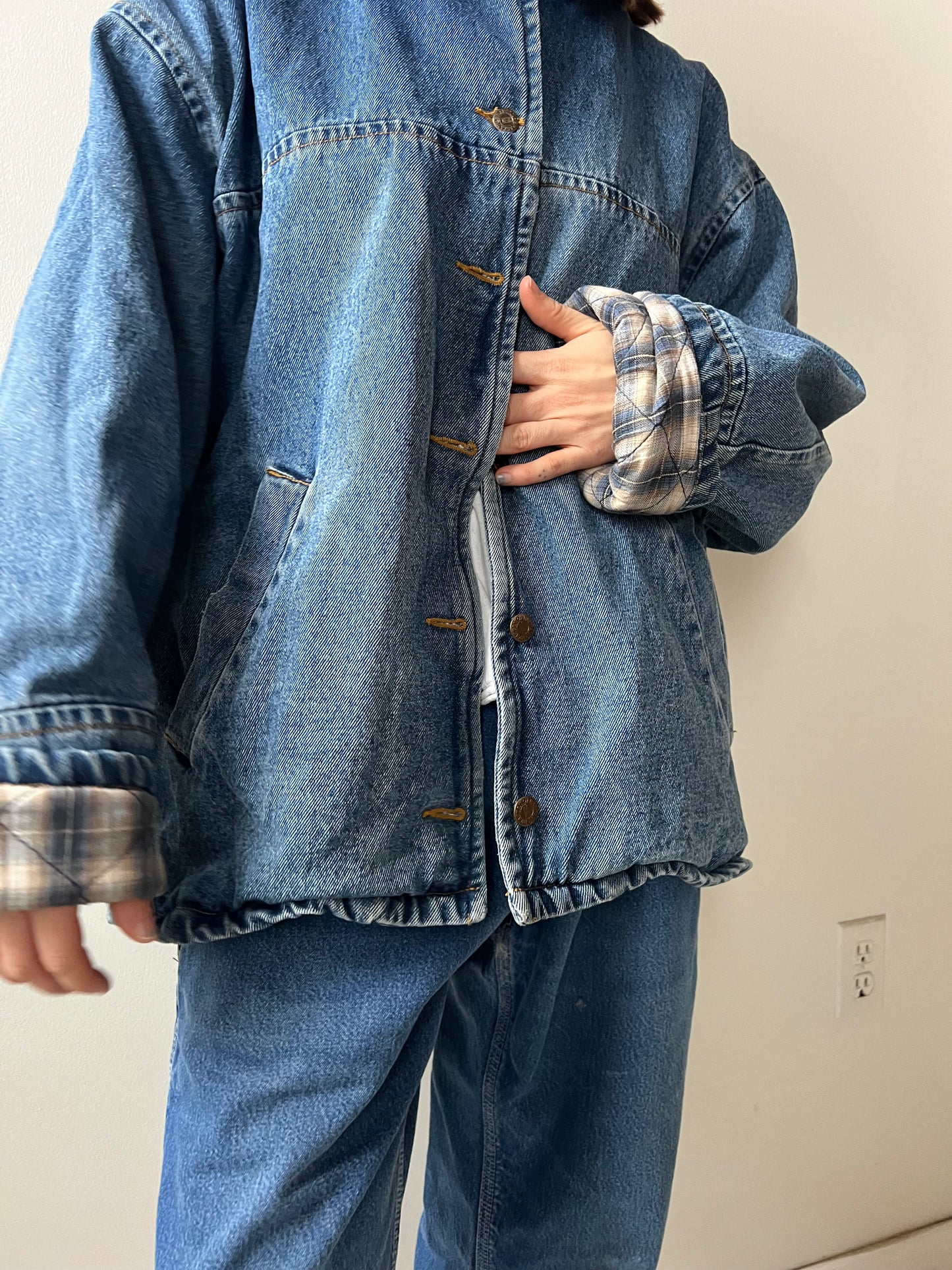 Denim Jacket With Flannel Quilted Lining