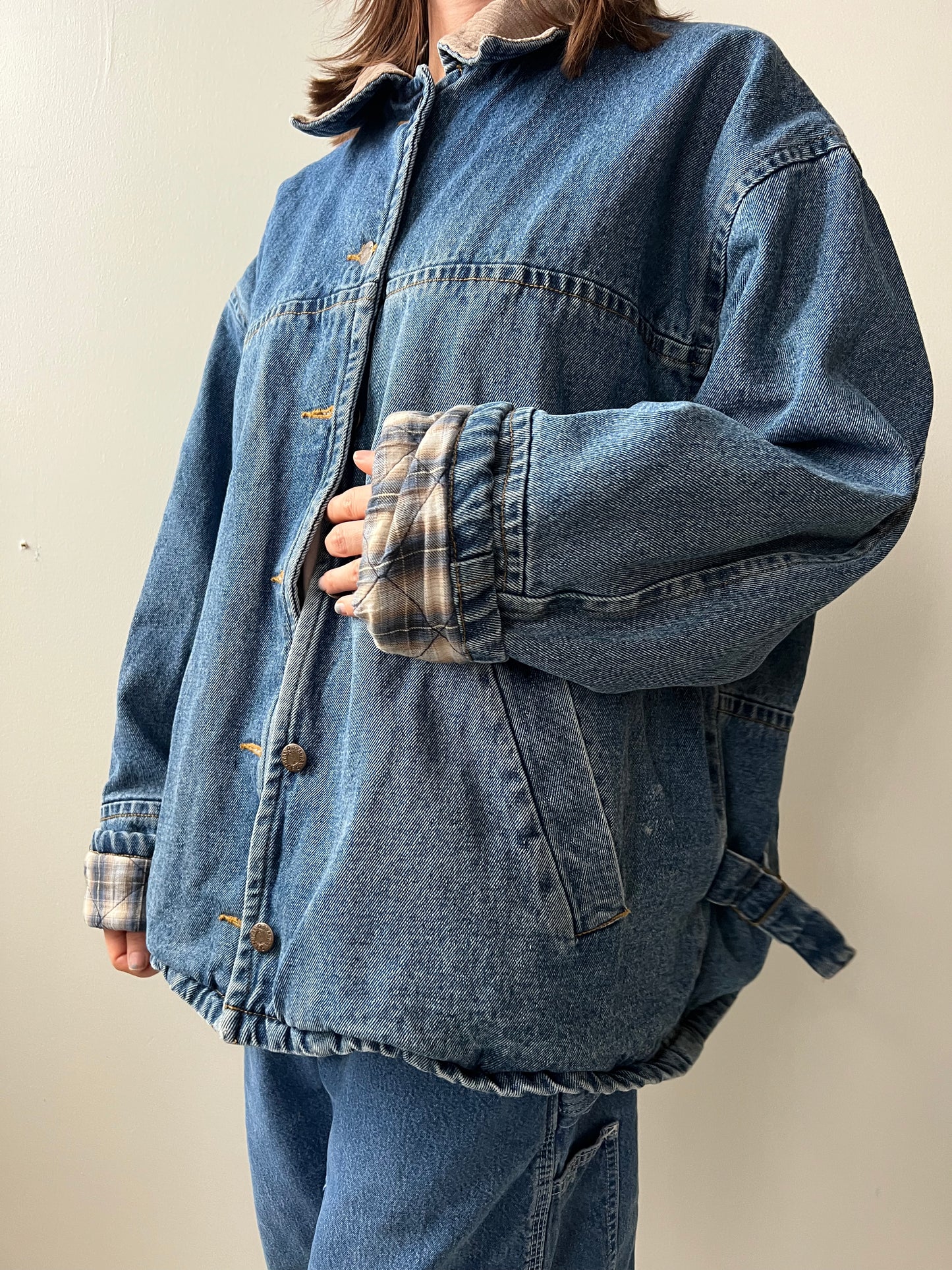 Denim Jacket With Flannel Quilted Lining