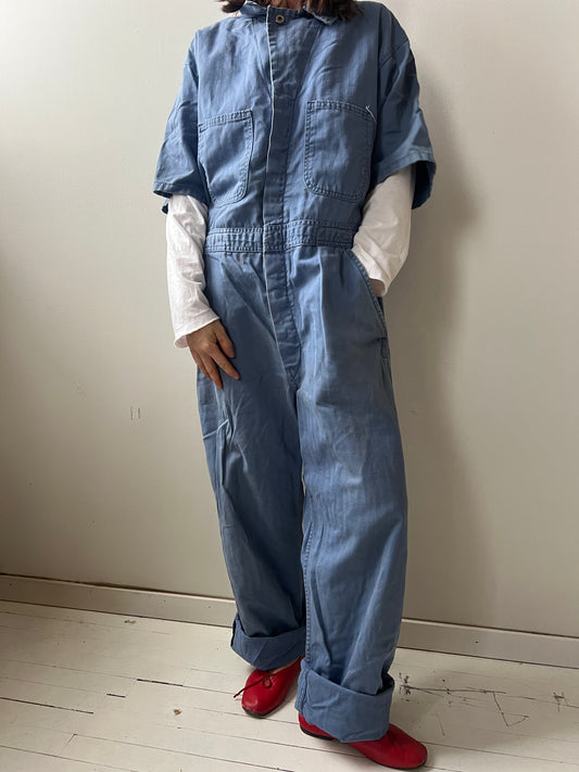 Light Blue Short Sleeve Jumpsuit