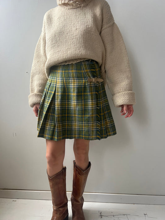 Green Plaid Wool Kilt