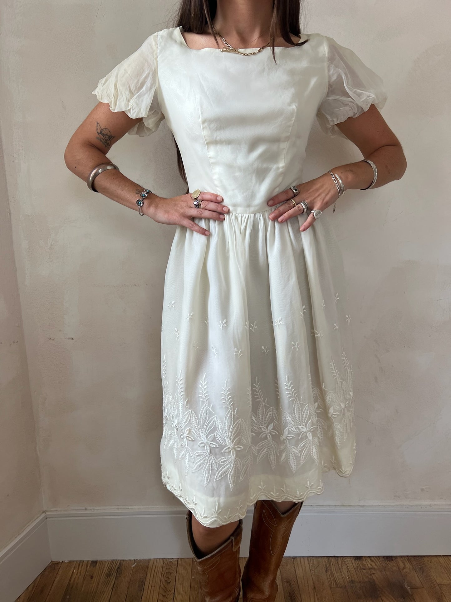 Ivory Embroidered Dress