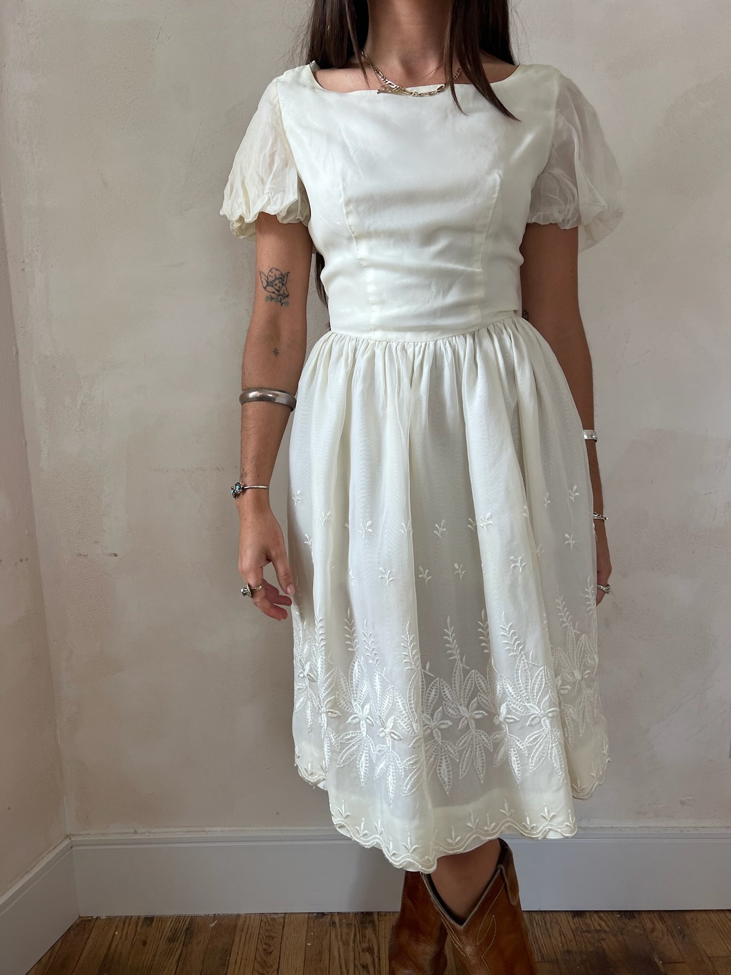 Ivory Embroidered Dress