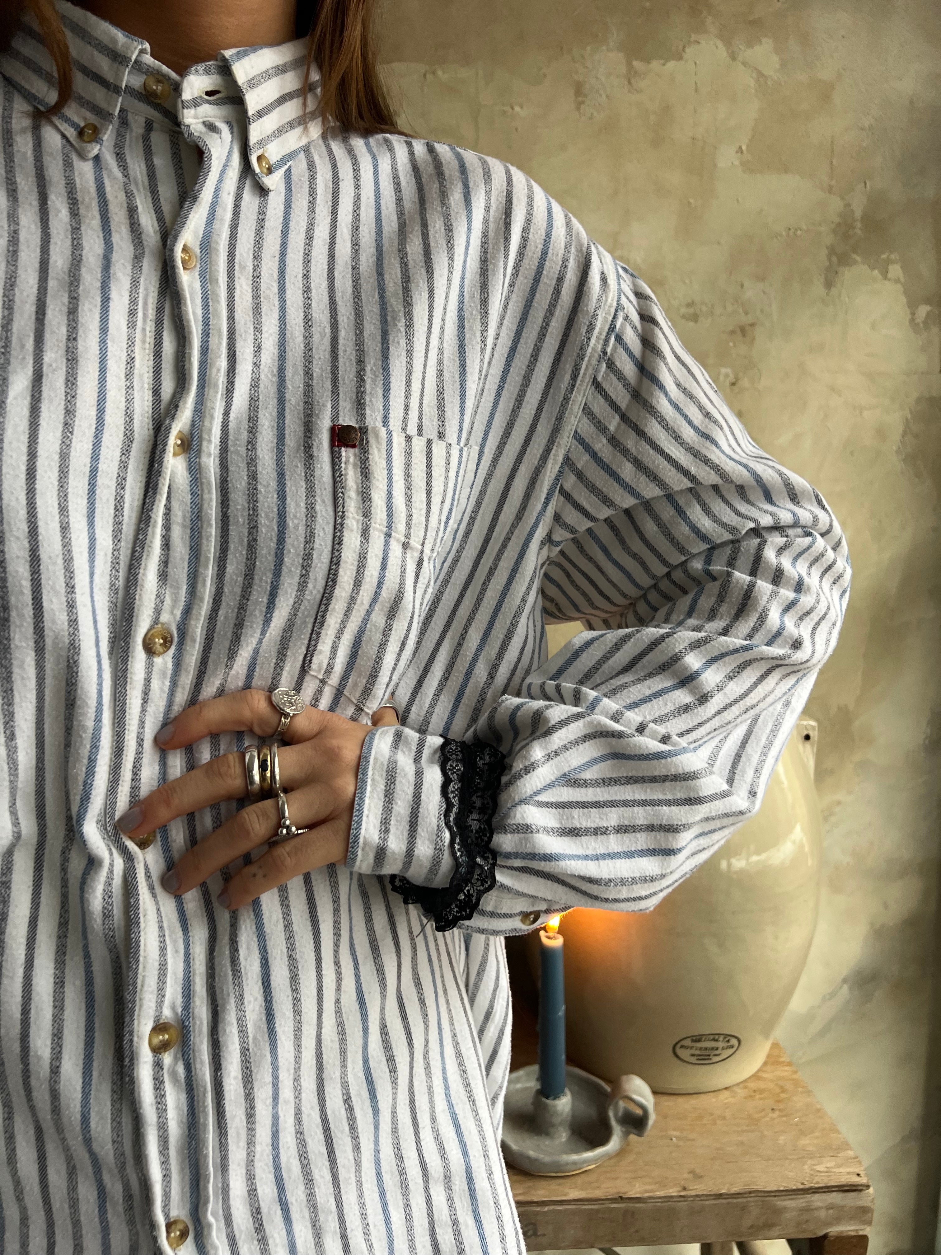 Reworked Flannel Striped Button-Up