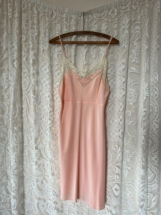 1930s Pink + Cream Lace Slip
