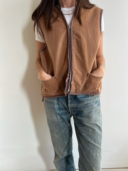 Brown Faux Shearling Lined Vest